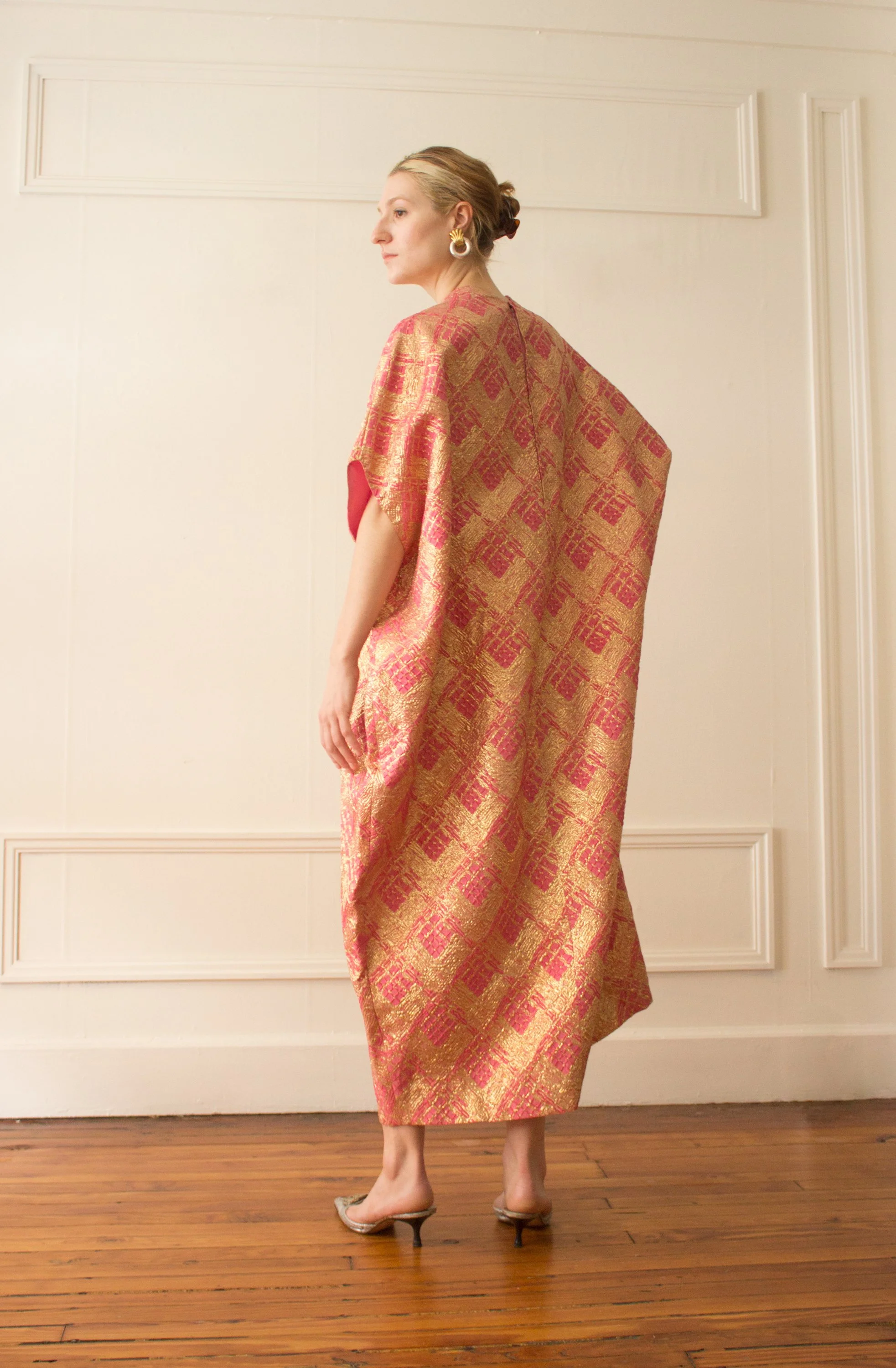 1960s Gold and Pink Lurex Cocoon Caftan Wayward Collection 1960s Gold and Pink Lurex Cocoon Caftan Wayward Collection
