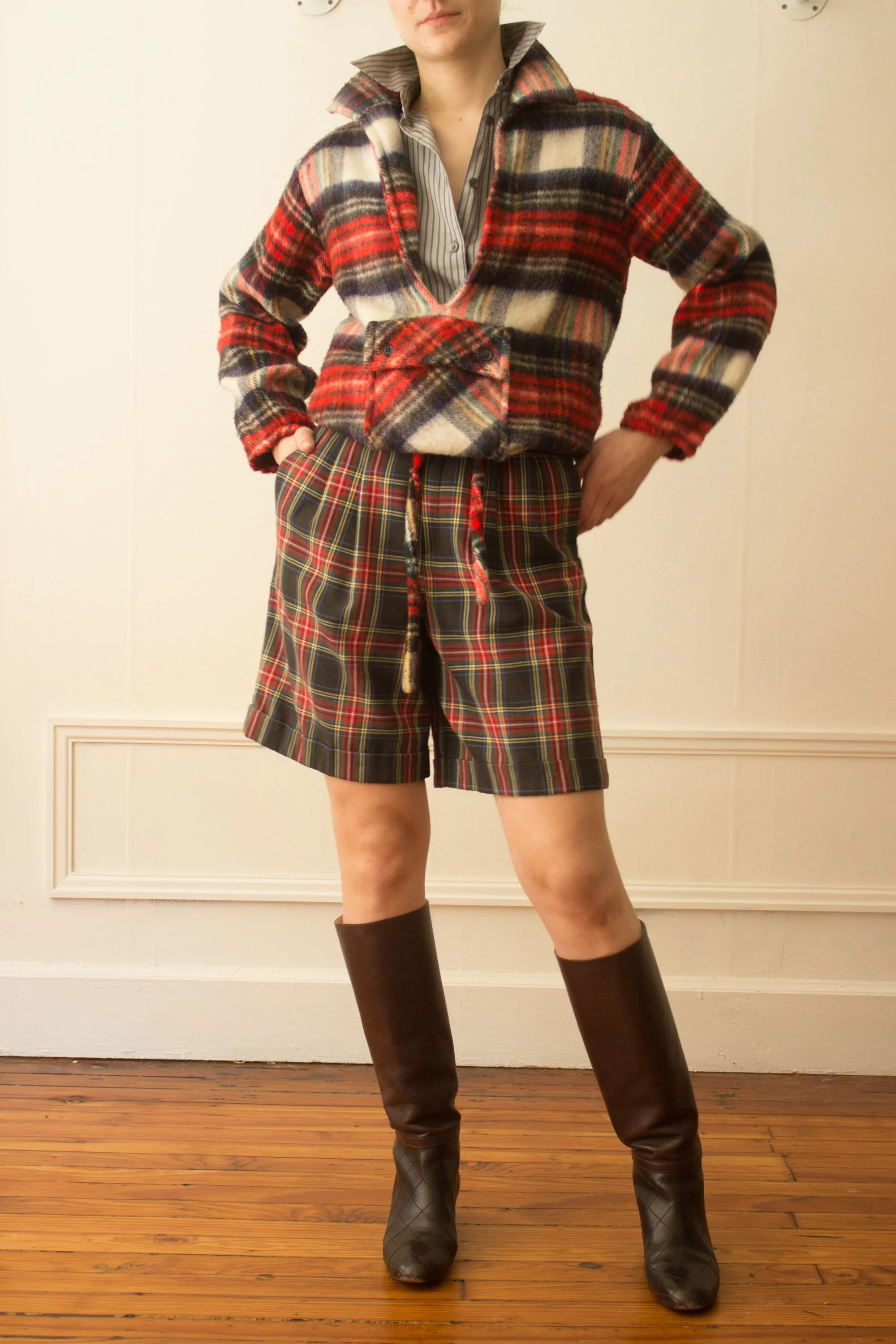 1960s Scottish Mohair Wool Tartan Pullover