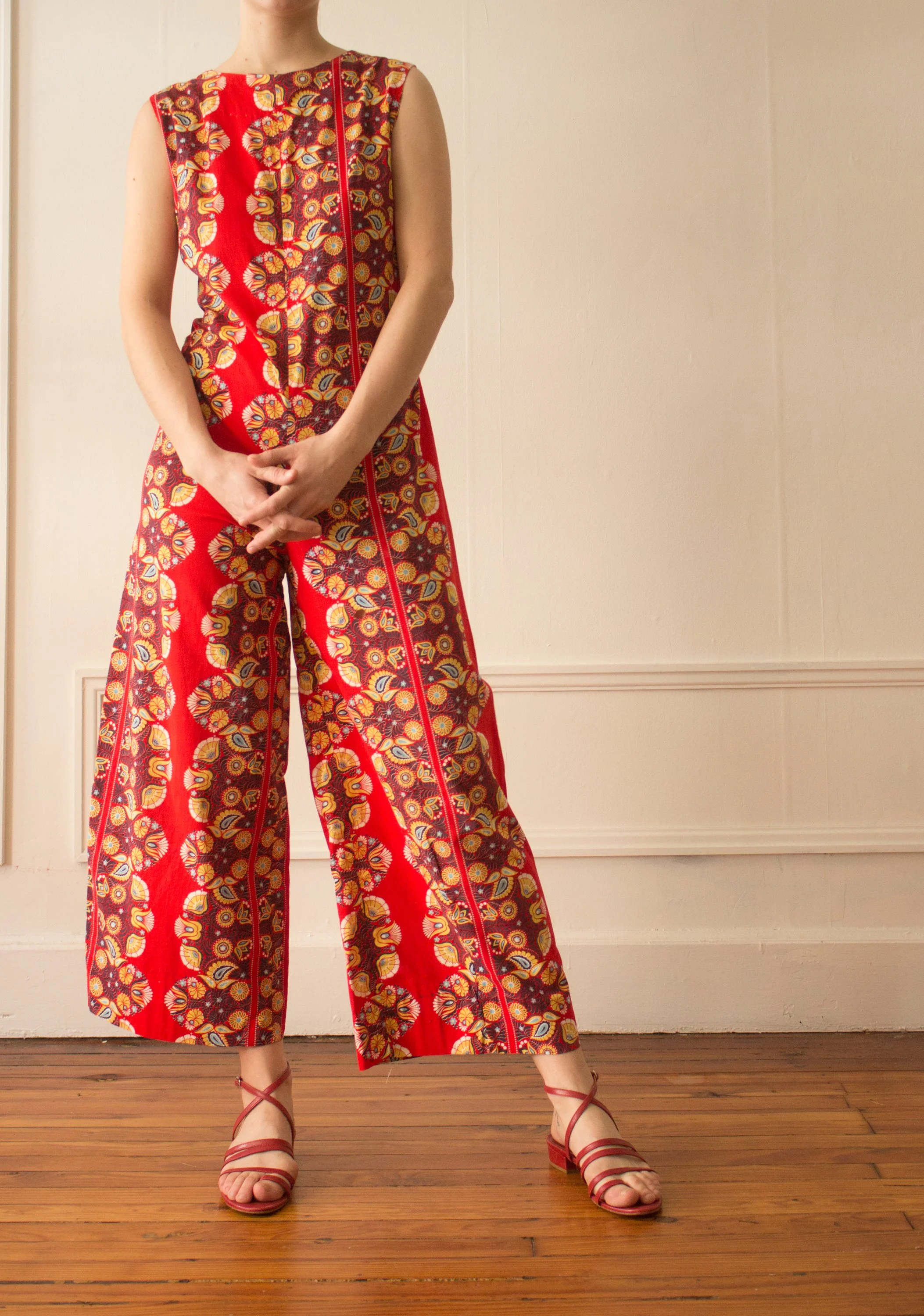 1960s Red Bandana Print Jumpsuit — Wayward Collection
