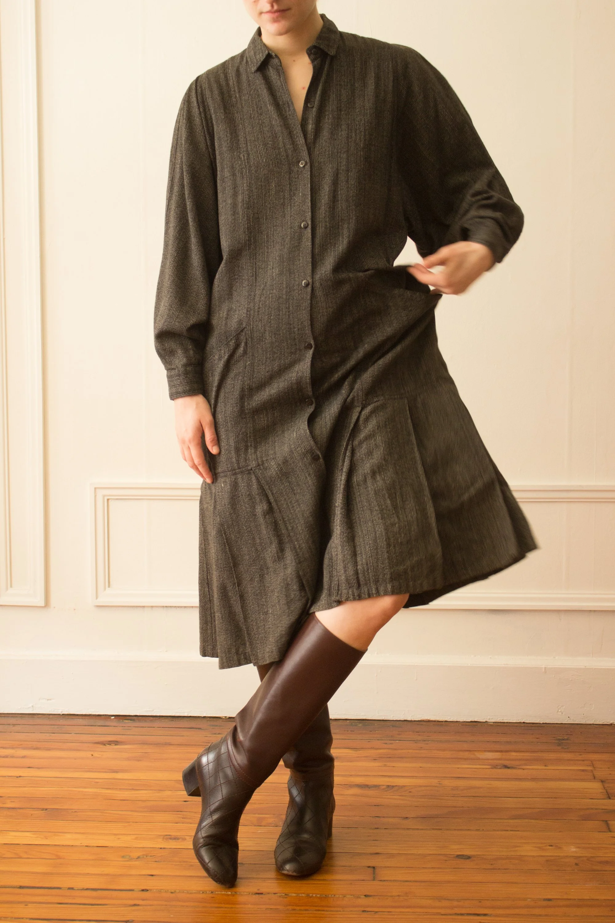 french connection drop waist dress 1970s French Connection India Cotton Drop Waist Shirt Dress — Wayward  Collection