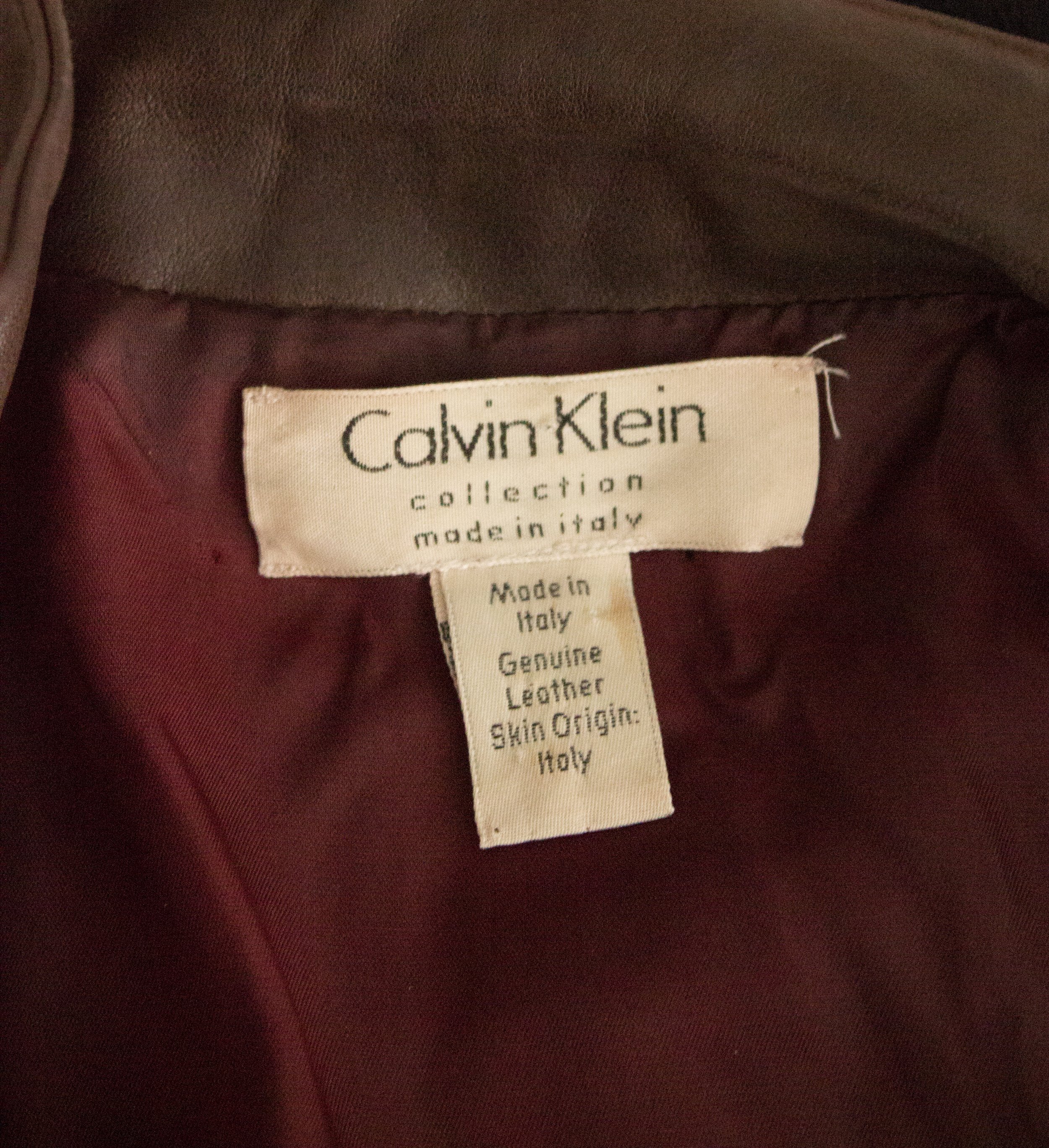 1990s Calvin Klein Collection Leather Cropped Moto Jacket 