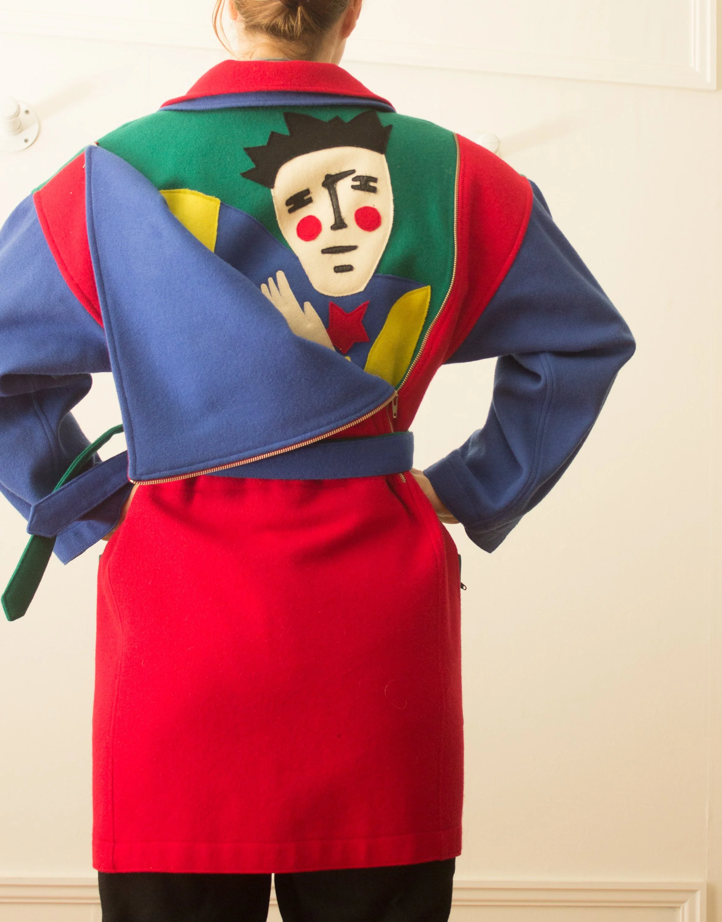 1985 Jean-Charles de Castelbajac Ko & Co Wool Appliqué Moto Jacket 