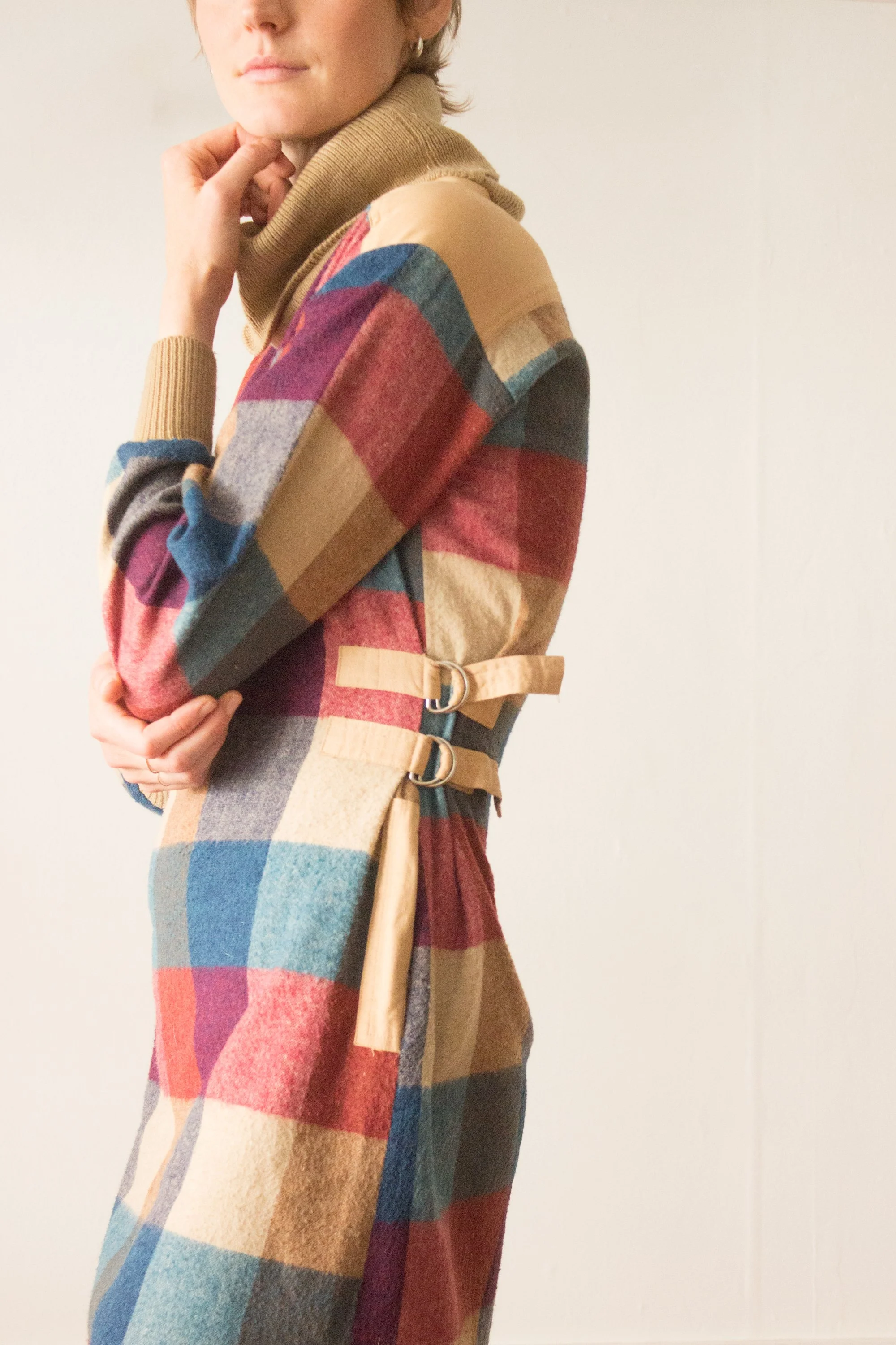 1970s International Plaid Flannel Dress