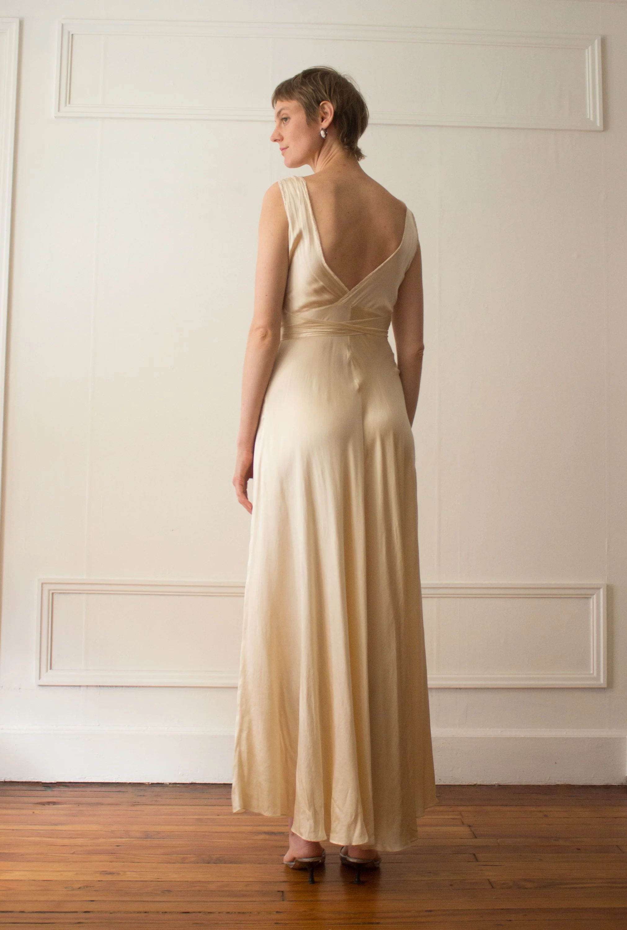 1930s Cream Silk and Lace Bias Cut Slip Dress — Wayward Collection