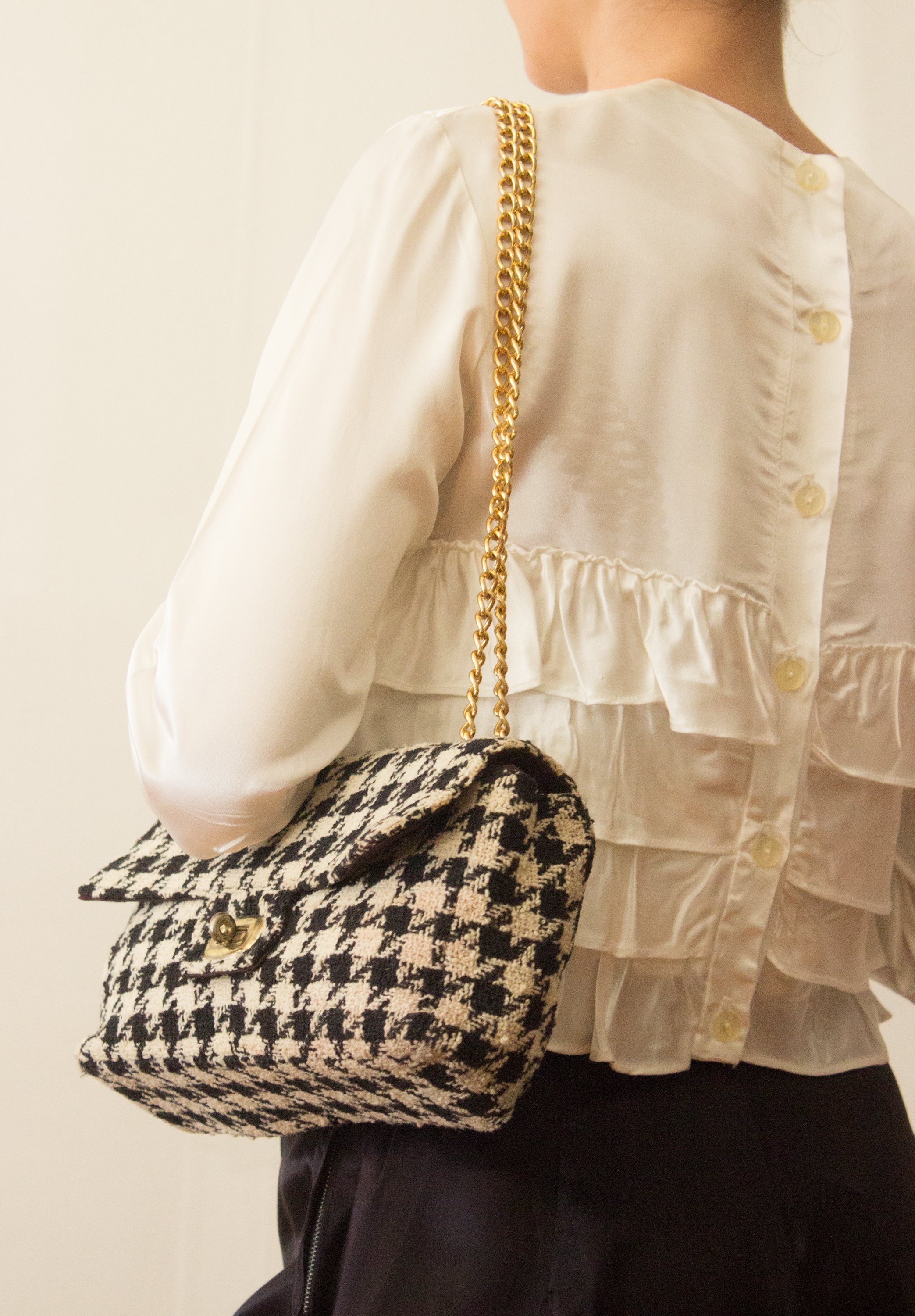 1990s Jill Stuart Houndstooth Chain Strap Shoulder Bag — Wayward 