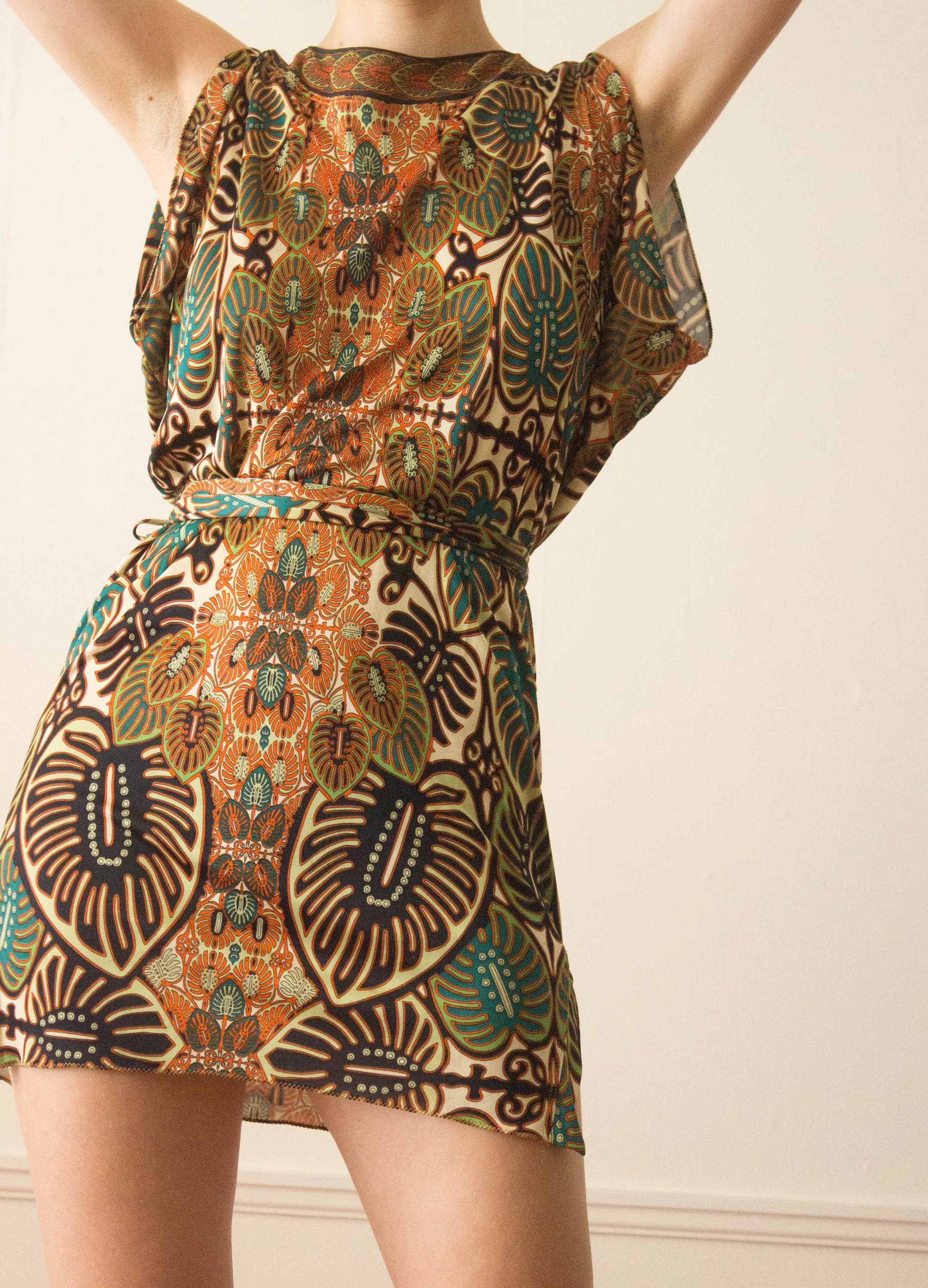 1990s Jean Paul Gaultier Tropical Paisley Jersey Mini Dress Wayward Collection 1990s Jean Paul Gaultier Tropical Paisley Jersey Mini Dress Wayward Collection