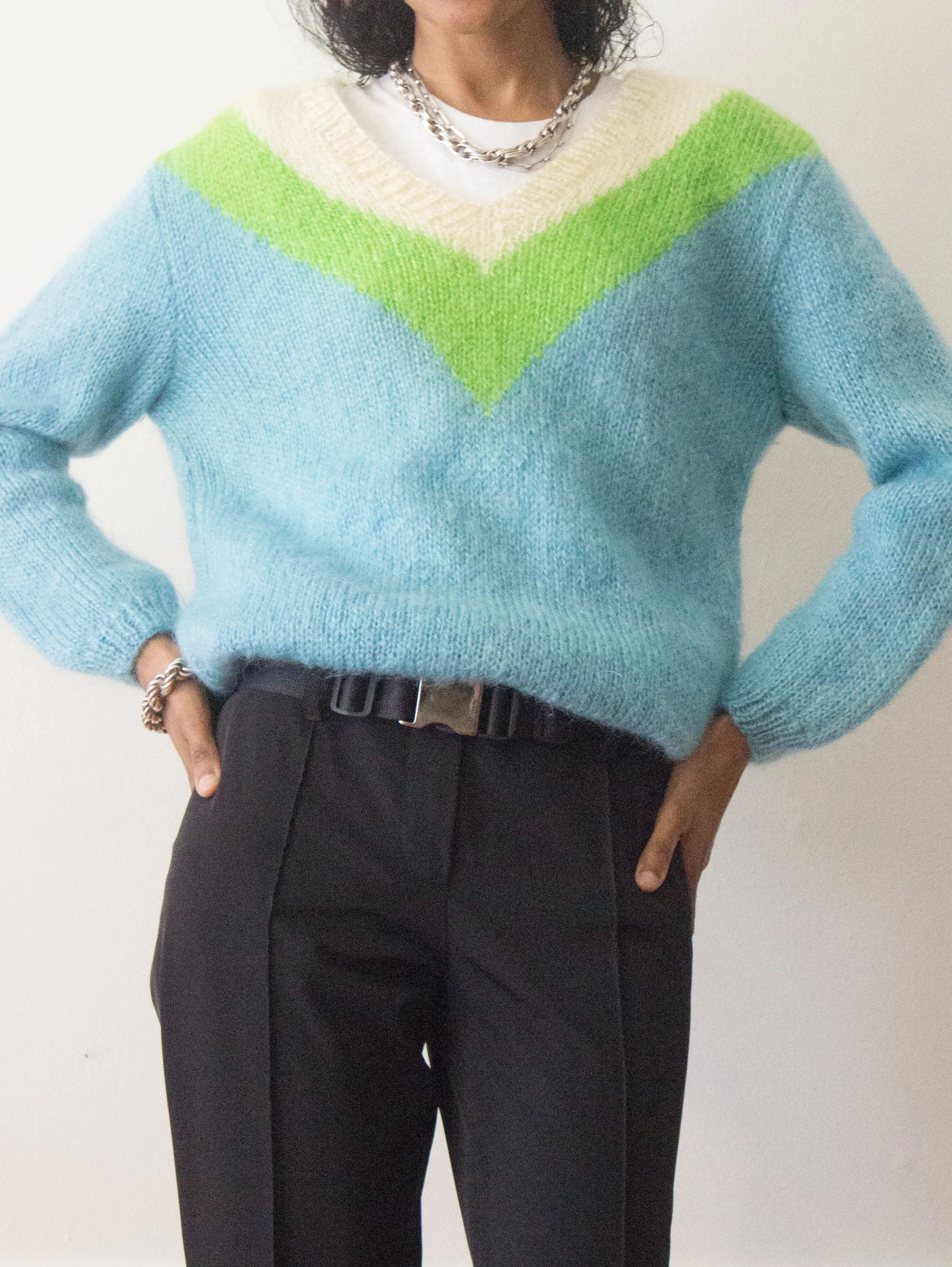 1960s Saks Fifth Avenue Mohair Chevron Ski Sweater — Wayward 