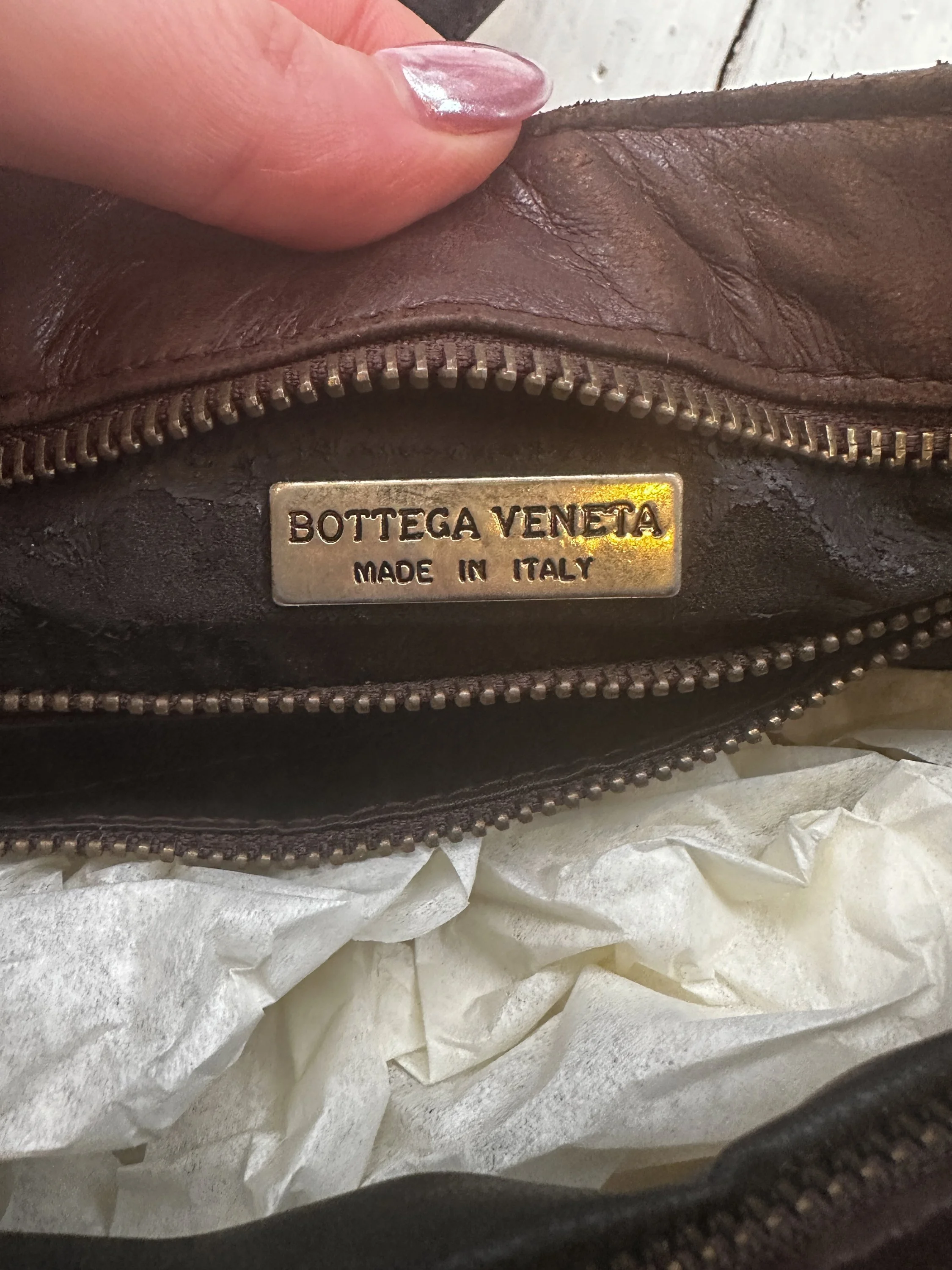 1980s Bottega Veneta Chocolate Brown Intrecciato Leather Shoulder