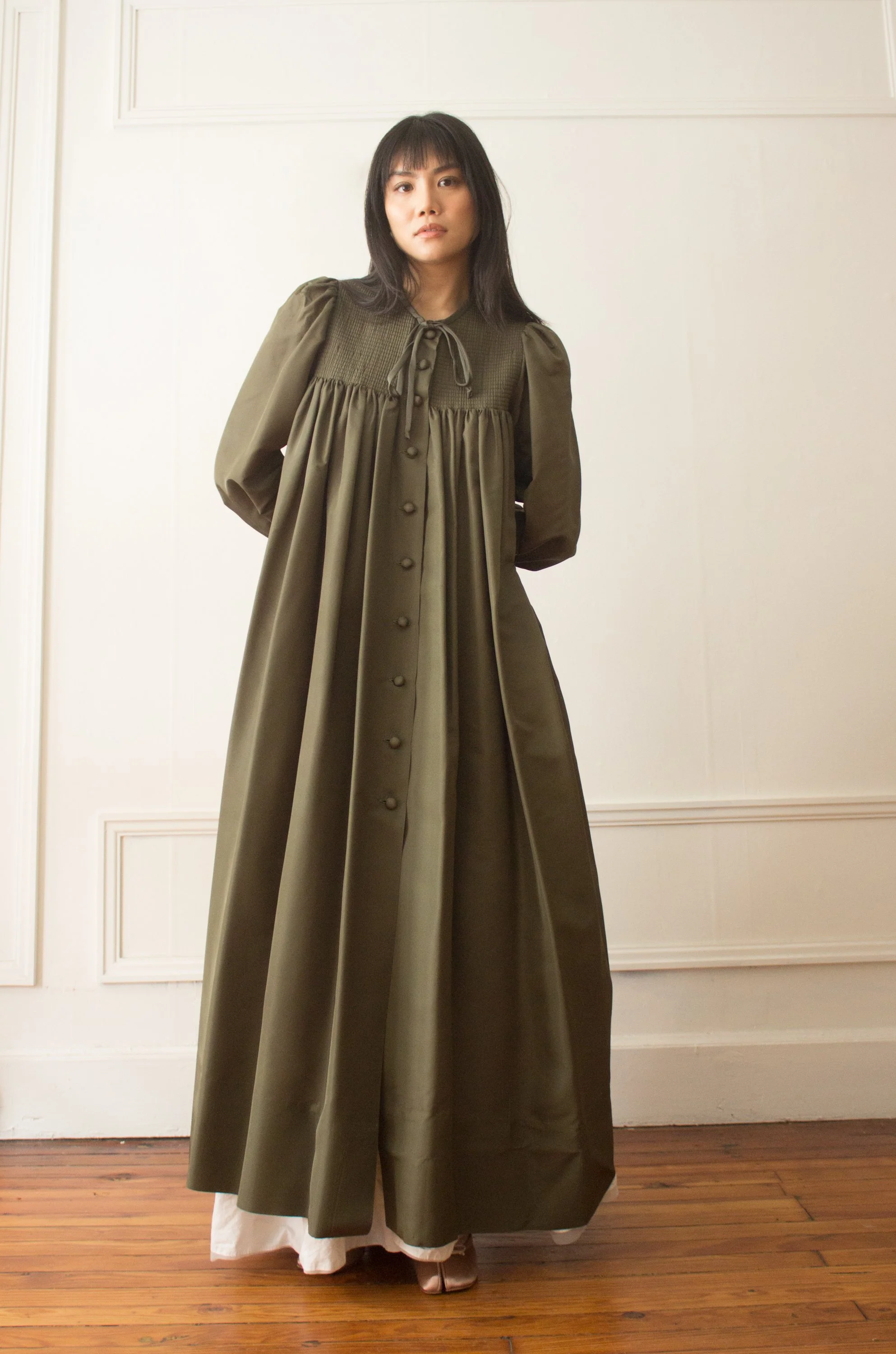 slim fit dress slacks Formal Dresses Olive Green Satin One Shoulder Trumpet/Mermaid Straps Pleats Stretch Satin Formal Dresses main image 0