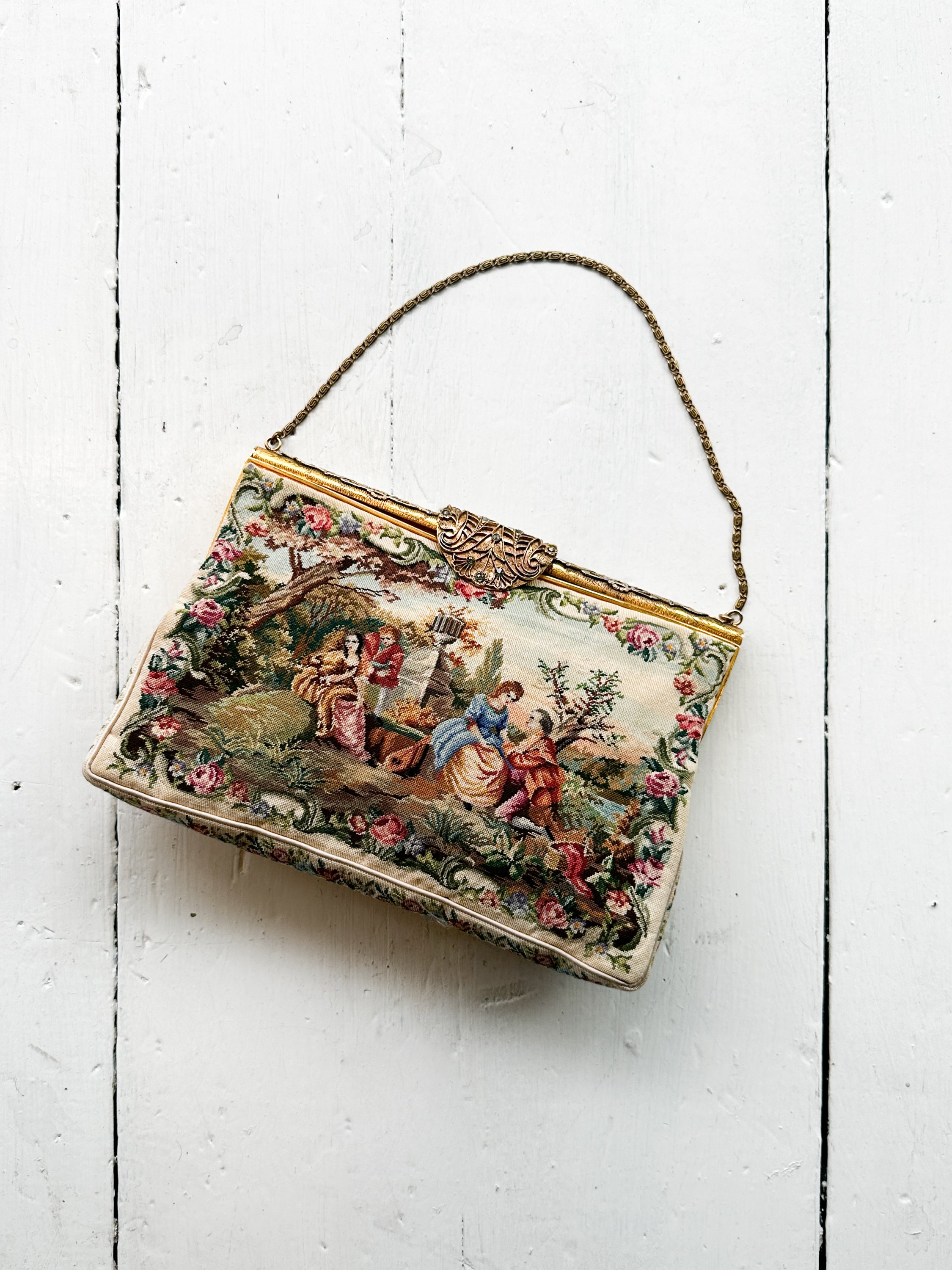 1950s French Love Birds Petit Needlepoint Purse Hand Made Lady Bag - Bags &  Purses