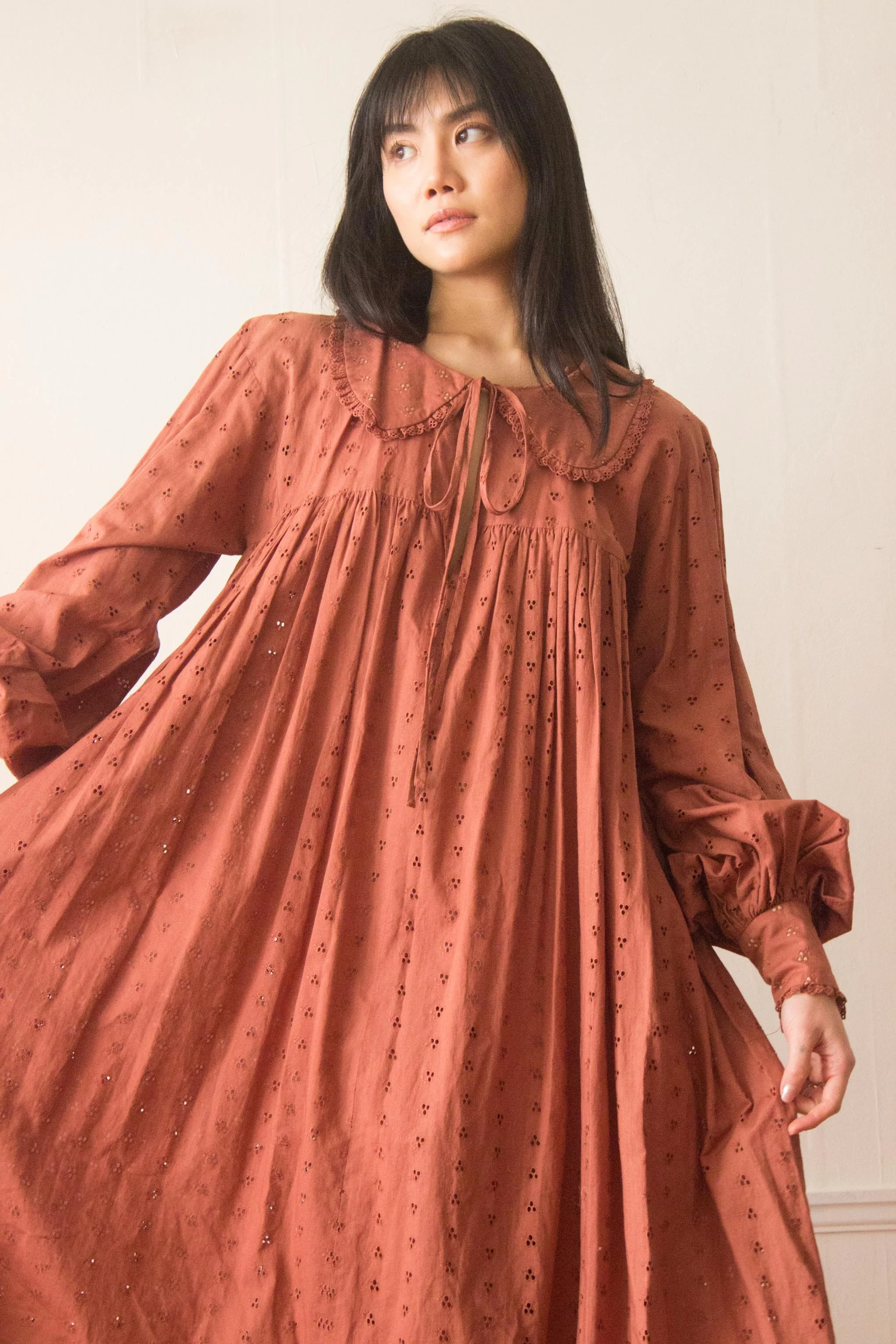dillards brown dresses Maxi Ruby Smock Dress Brown Crepe main image 1