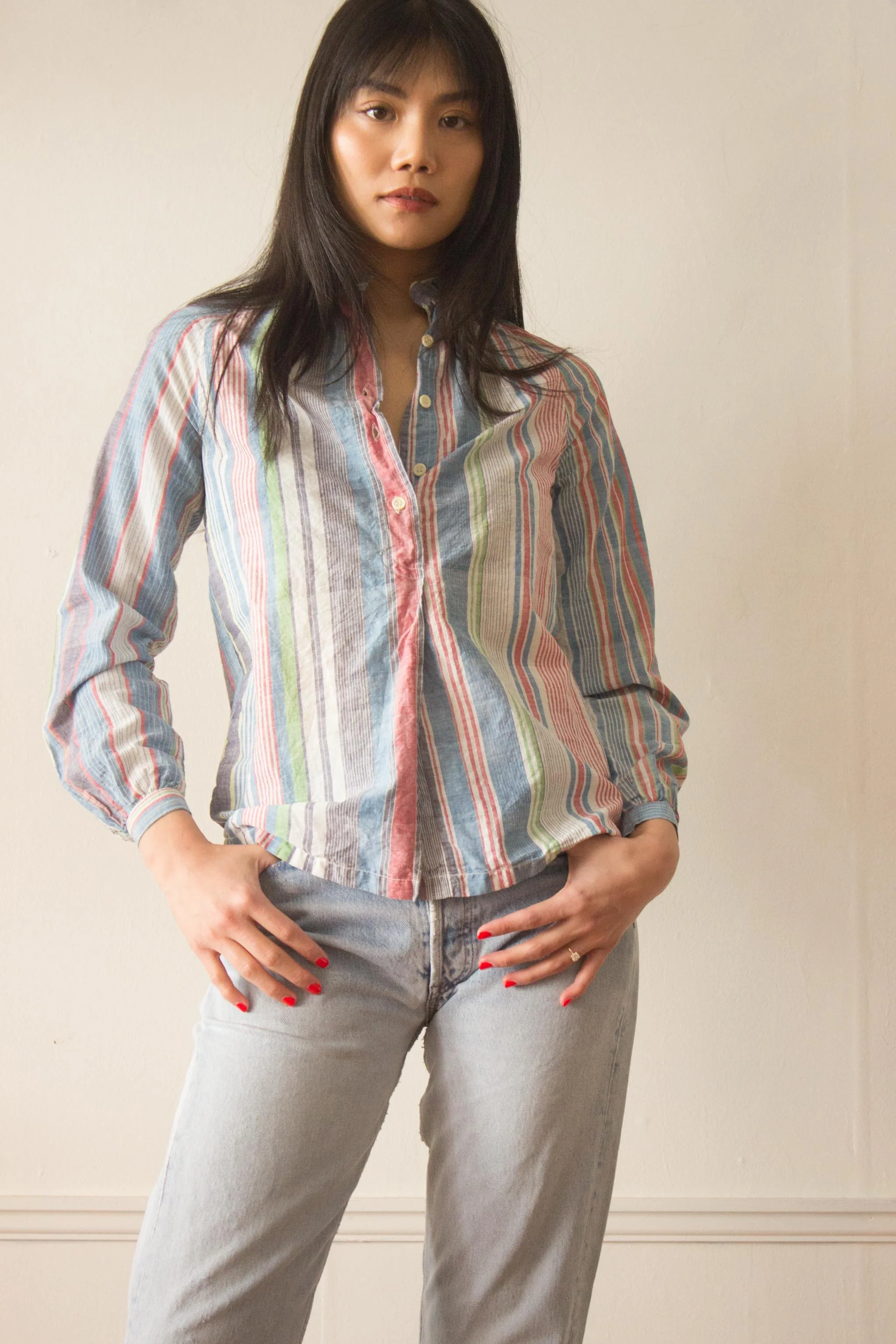 1970s dress shirts 70s Wavy Stripes Long Sleeve Men Button Up Shirt, Retro Vintage Brown Yellow Print Buttoned Down Collar Casual Dress 1970 Disco Chest Pocket S / White