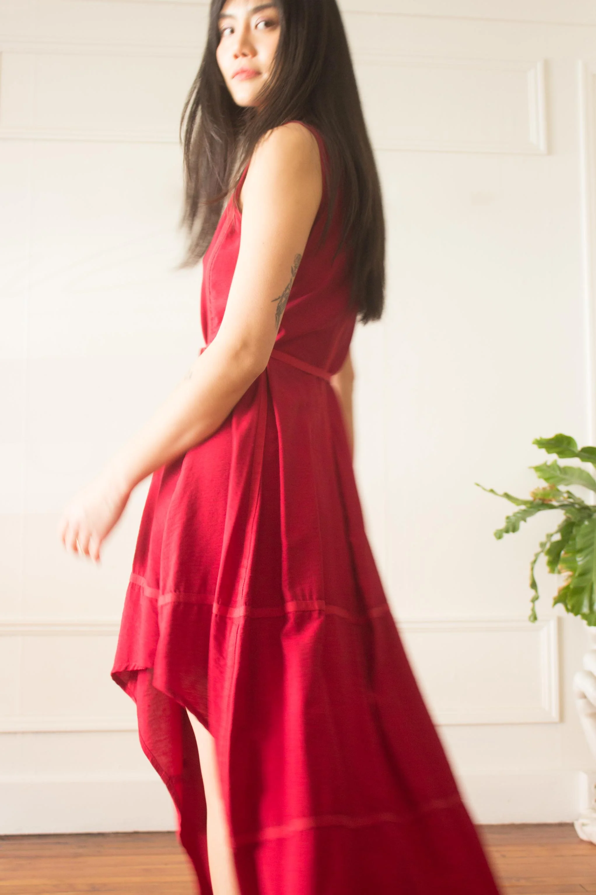 ivan silk dress red coral Reformation Ivan Silk Dress - Brown