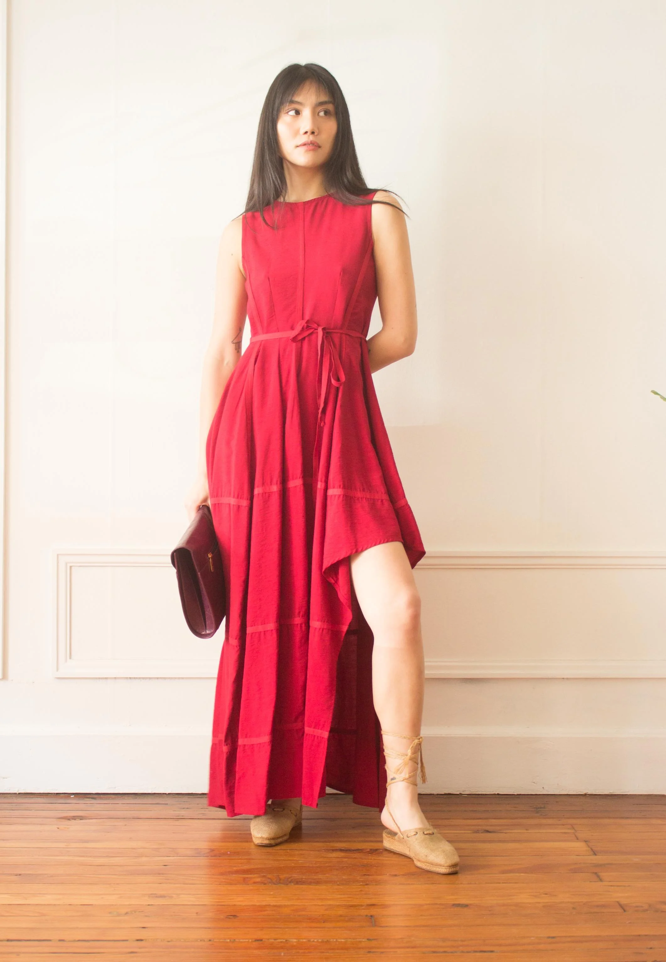 ivan silk dress red coral Ivan Silk Dress