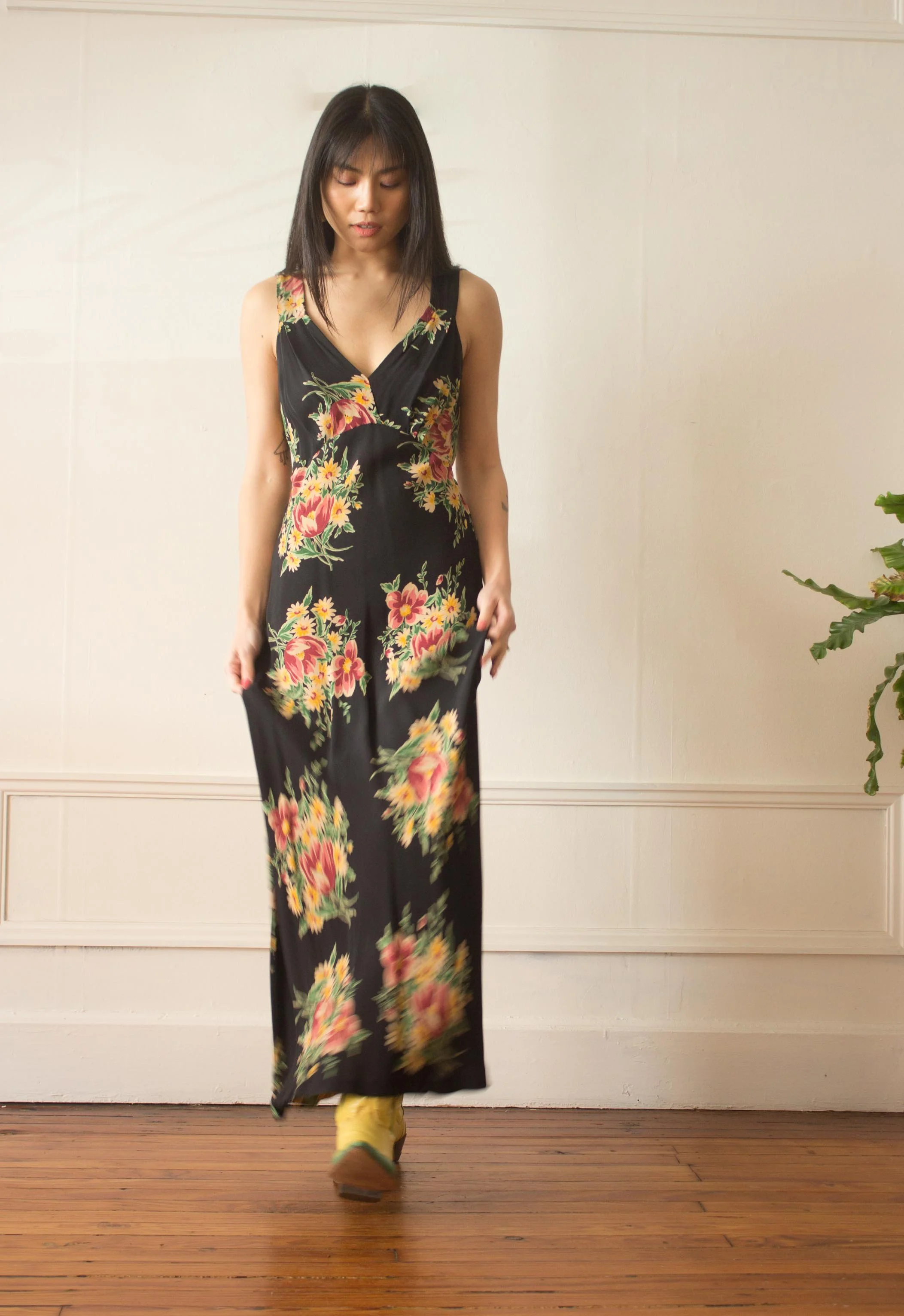 chinese dress ladies 2000s BETSEY JOHNSON Rose Bias Cut Slip Dress main image 1