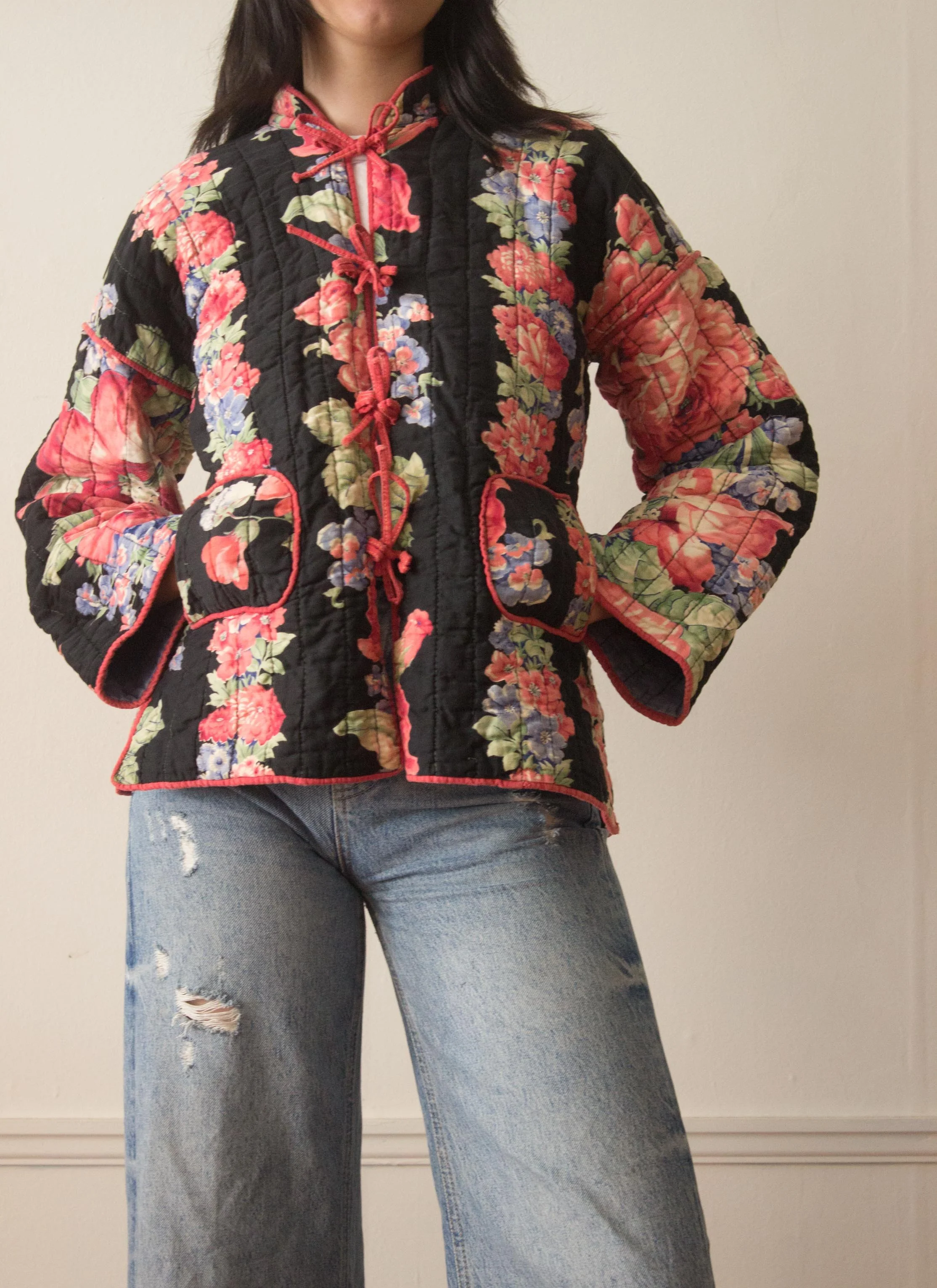 Aveline - Vintage Floral Art Print Quilted Jacket main image 1