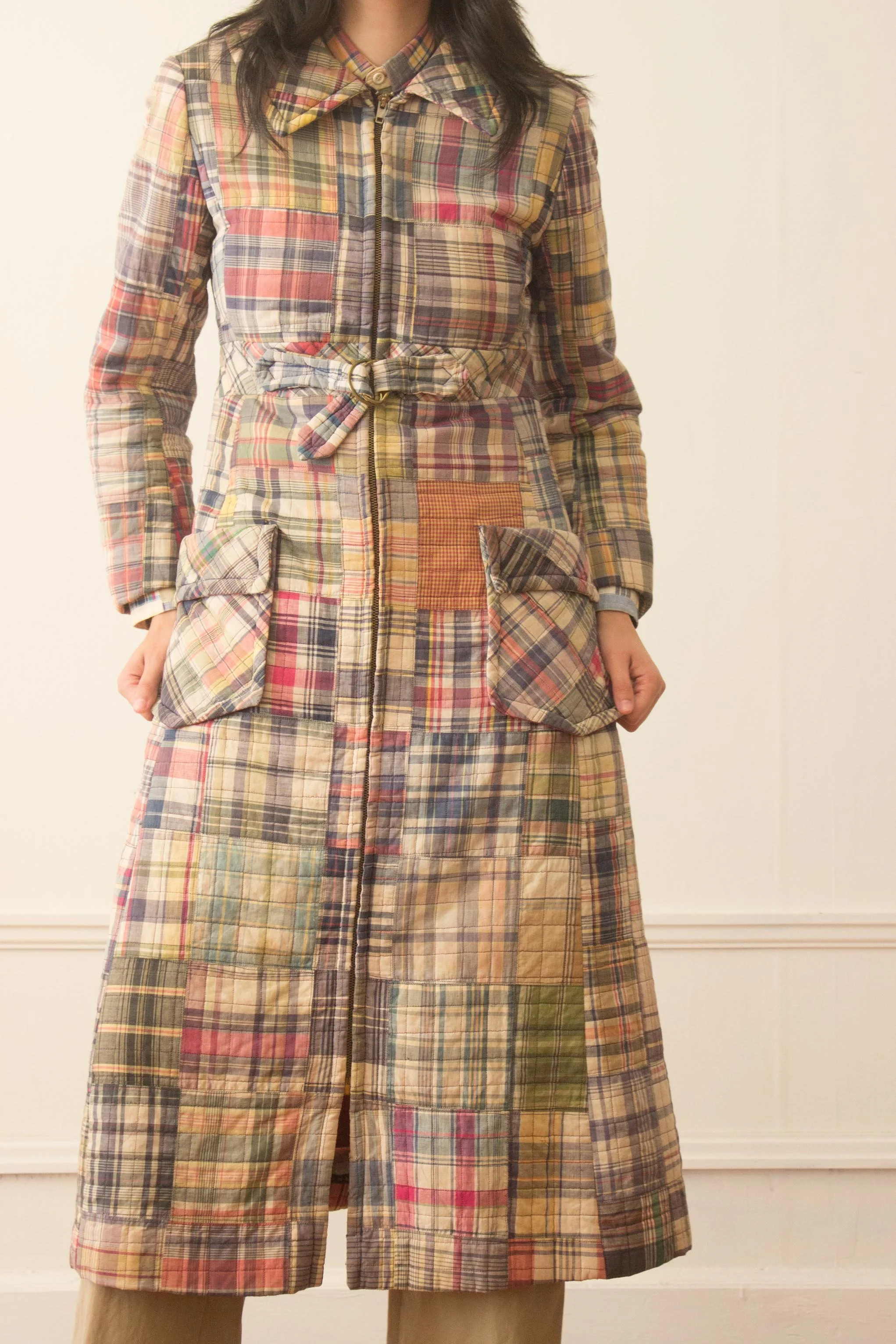 1960s Miss Bergdorf Madras Patchwork Cotton Padded Jacket  display picture 3