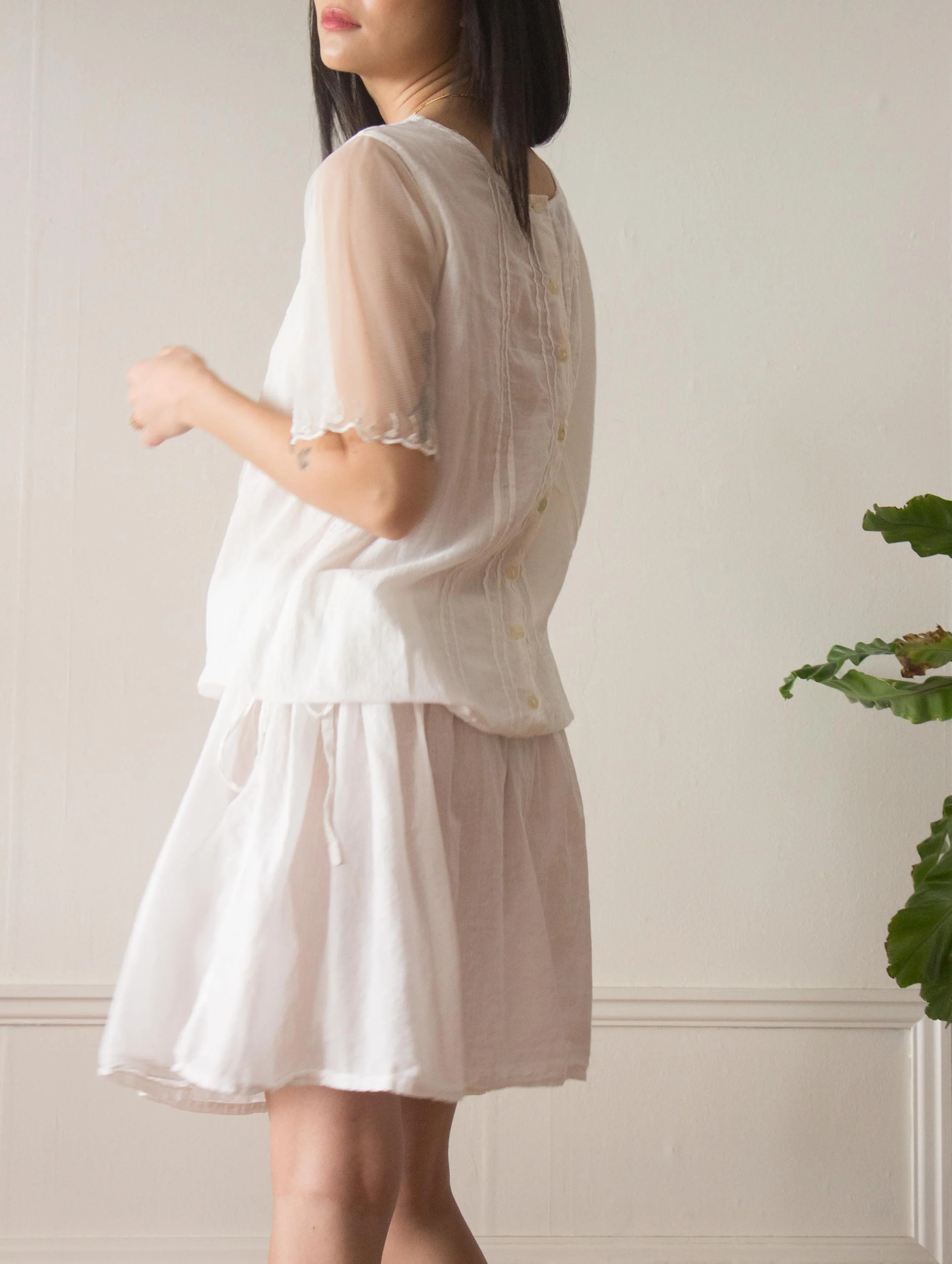 1980s Susan Bristol Lawn Cotton Drop Waist Dress  Wayward Collection