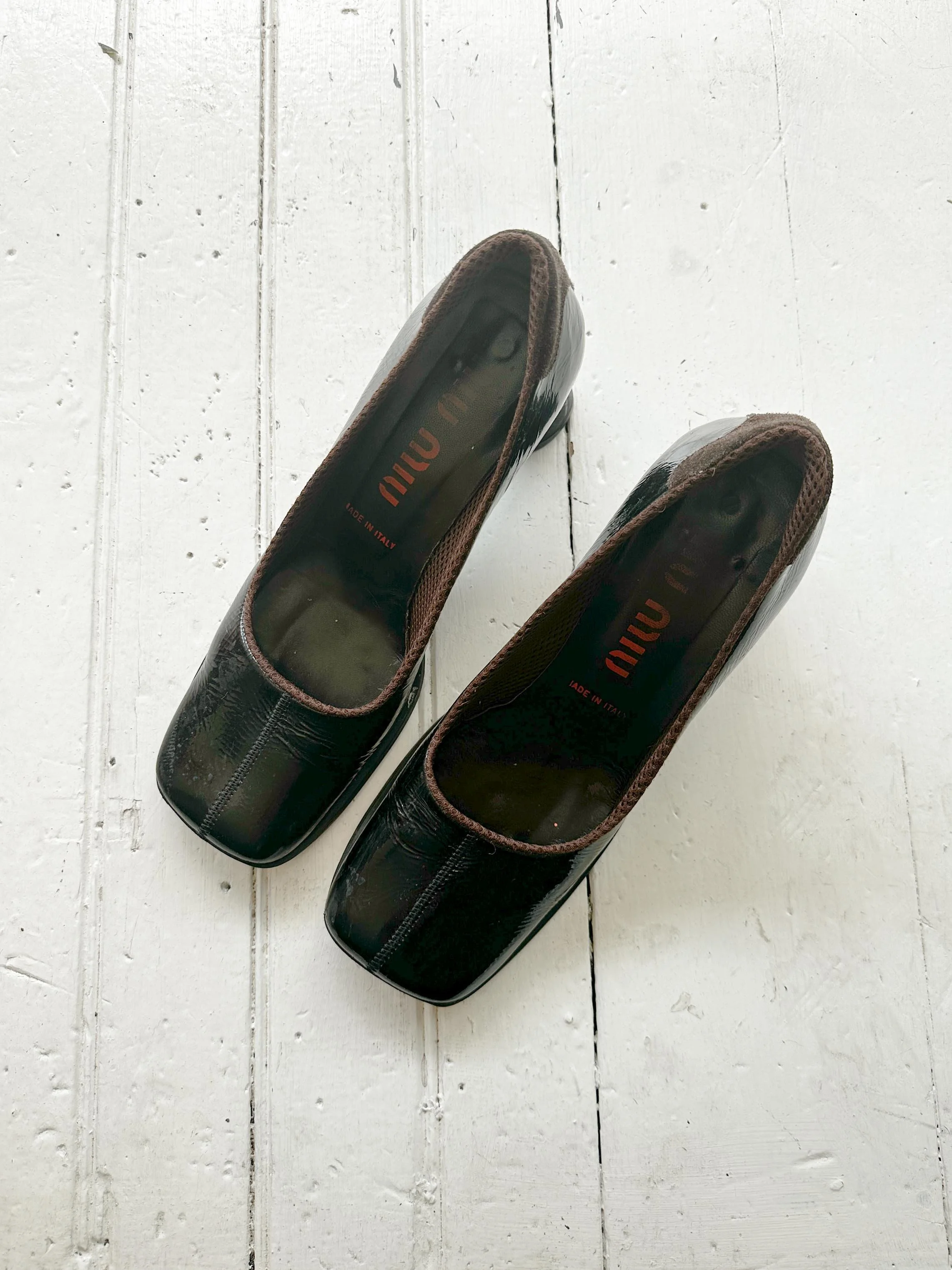 1990s Miu Miu Patent Leather Square-Toe Pumps — Wayward Collection