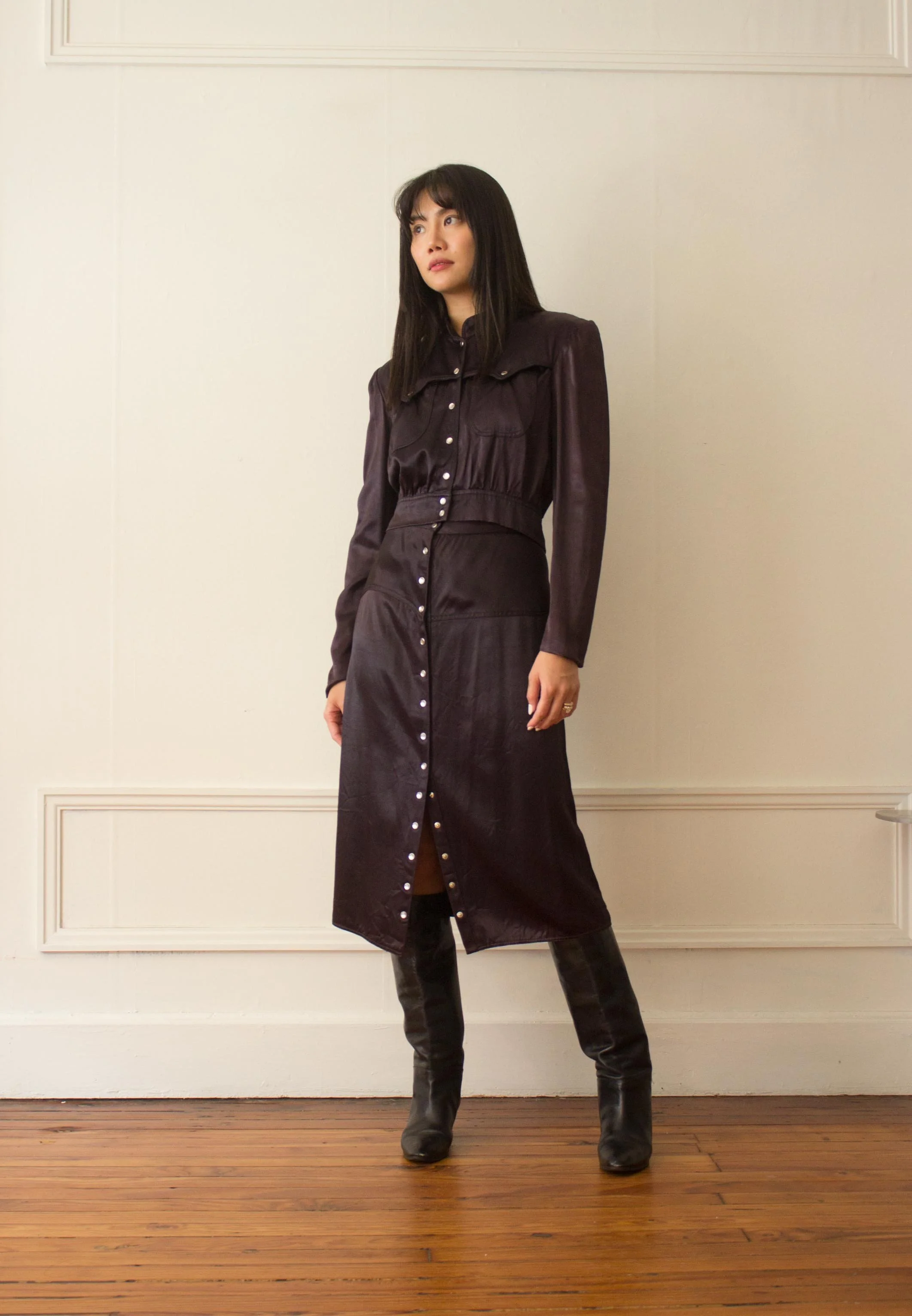 Wayward Psche Set 1970s Midnight Cowgirl Satin Pearl Snap Set — Wayward Collection