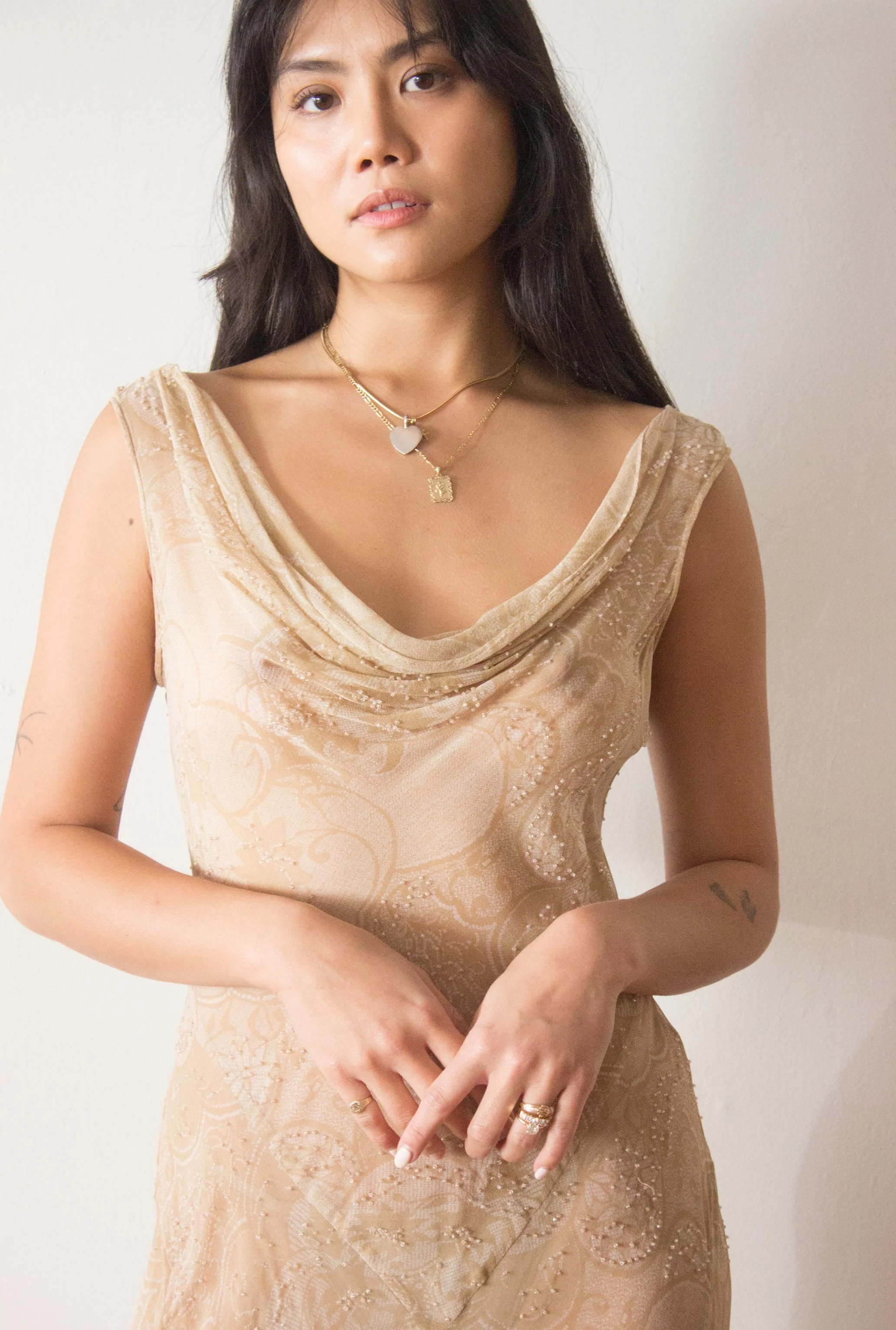 1990s Nude Paisley Chiffon Slip Dress Wayward Collection 1990s Nude Paisley Chiffon Slip Dress Wayward Collection