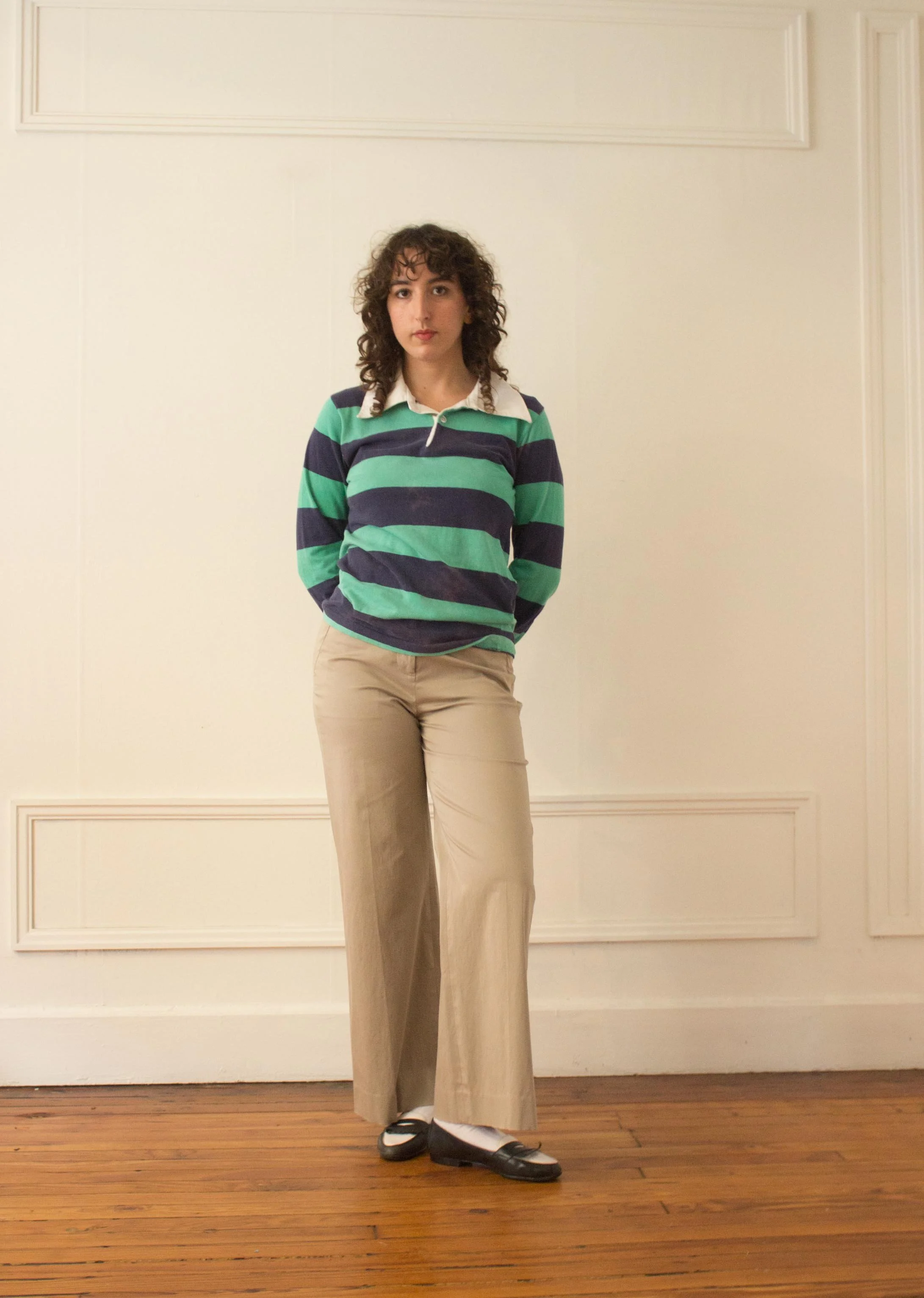 1990s Donna Karan Khaki Wide Leg Trousers — Wayward Collection