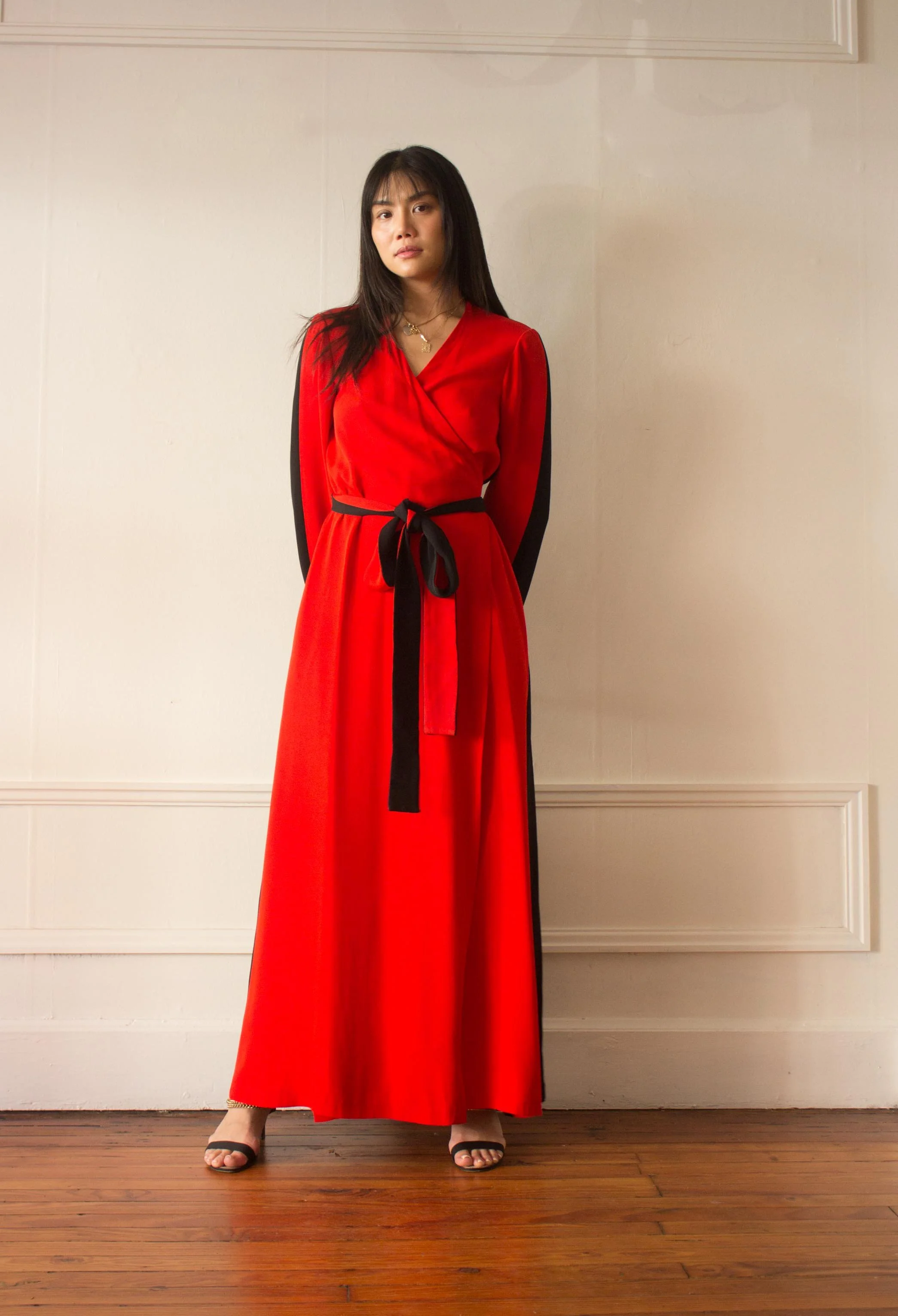 red and black wrap dress Lydia Wrap Dress in Black Queen of Hearts Flocked Mesh XS