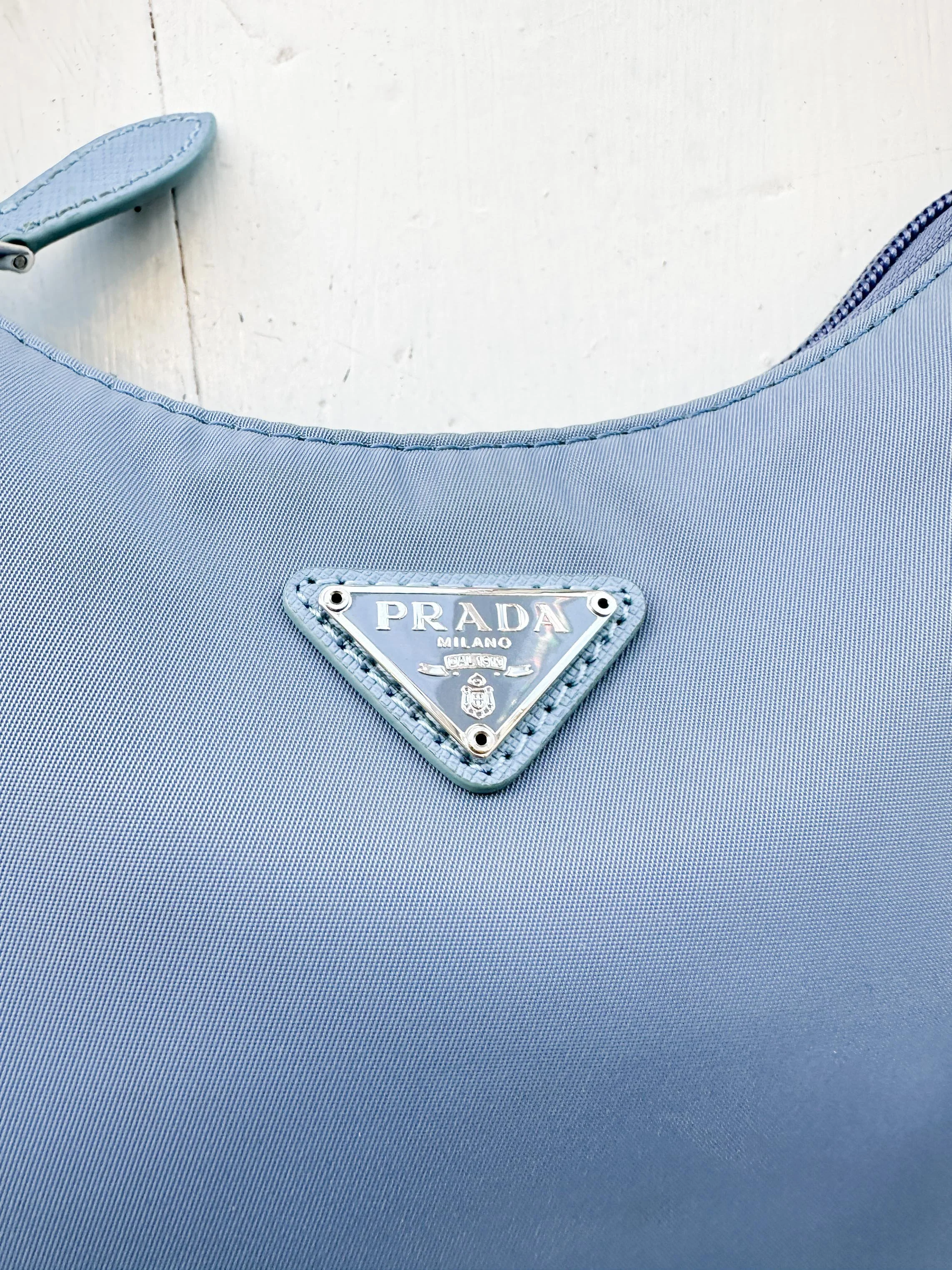 Prada Re-Edition 2000 Tessuto Nylon Mini Hobo Bag - French Blue 