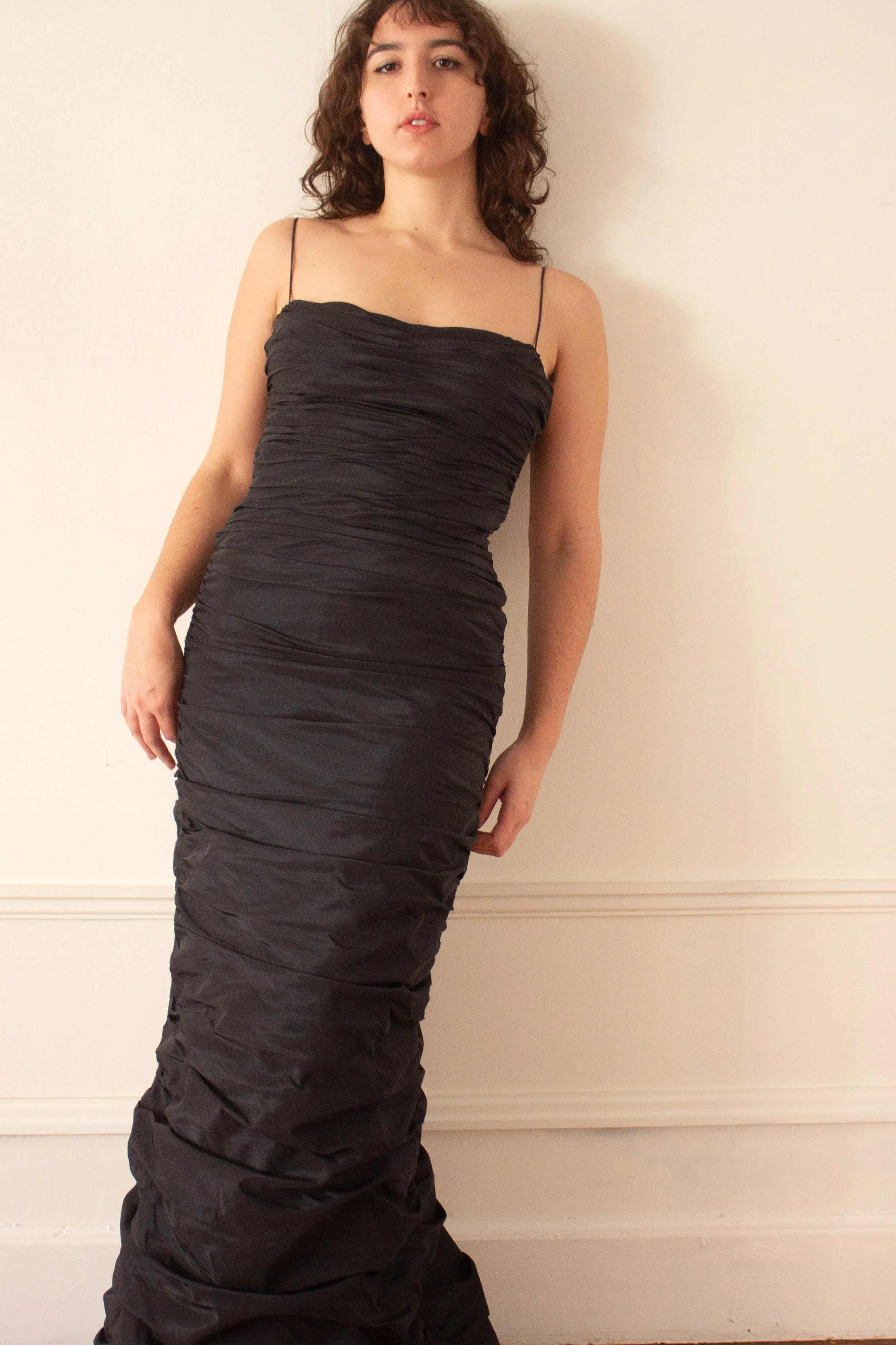 1990s Terijon Ruched Taffeta Madame X Dress — Wayward Collection