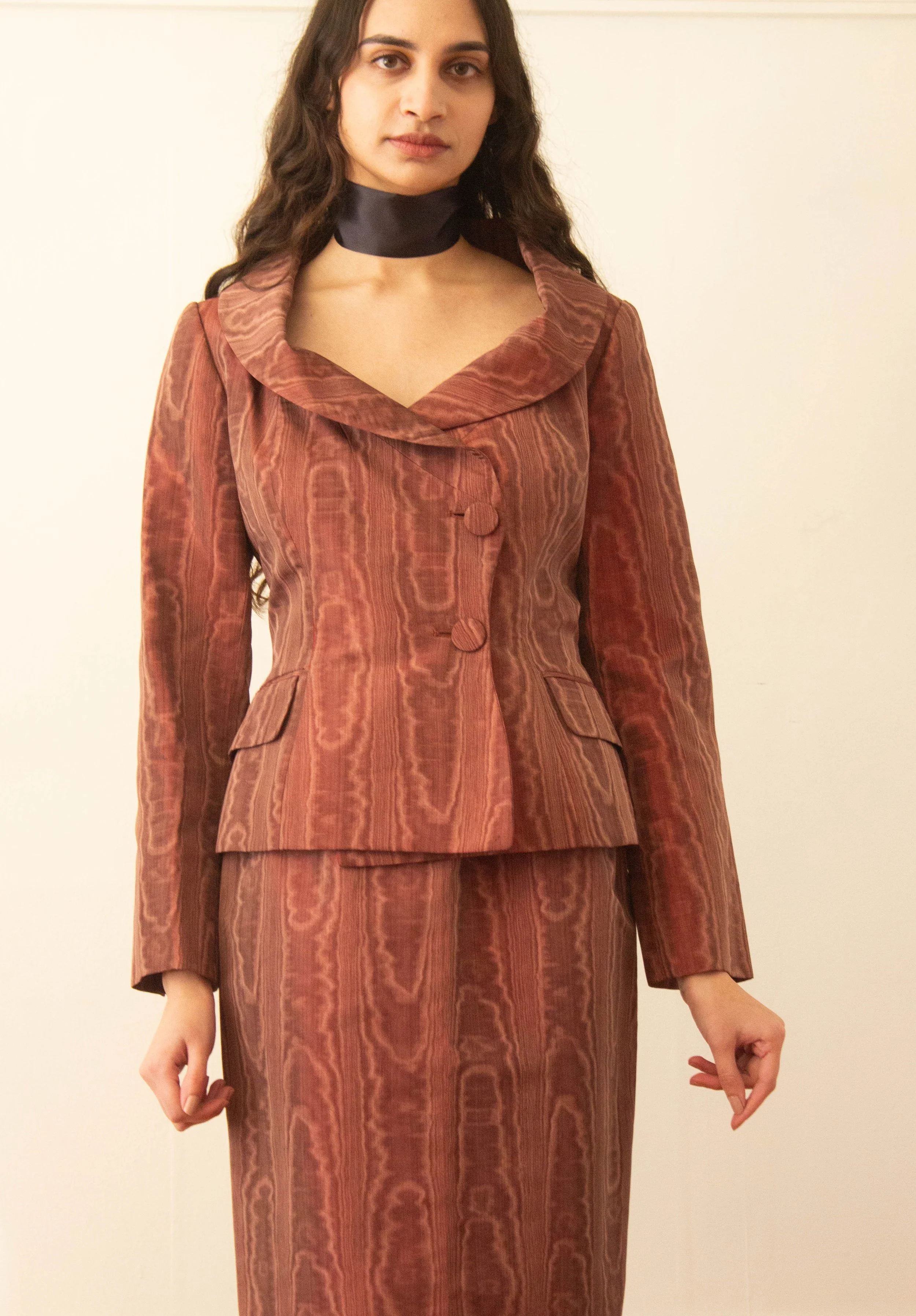 moire silk dress Moire silk dress, ca. 1848