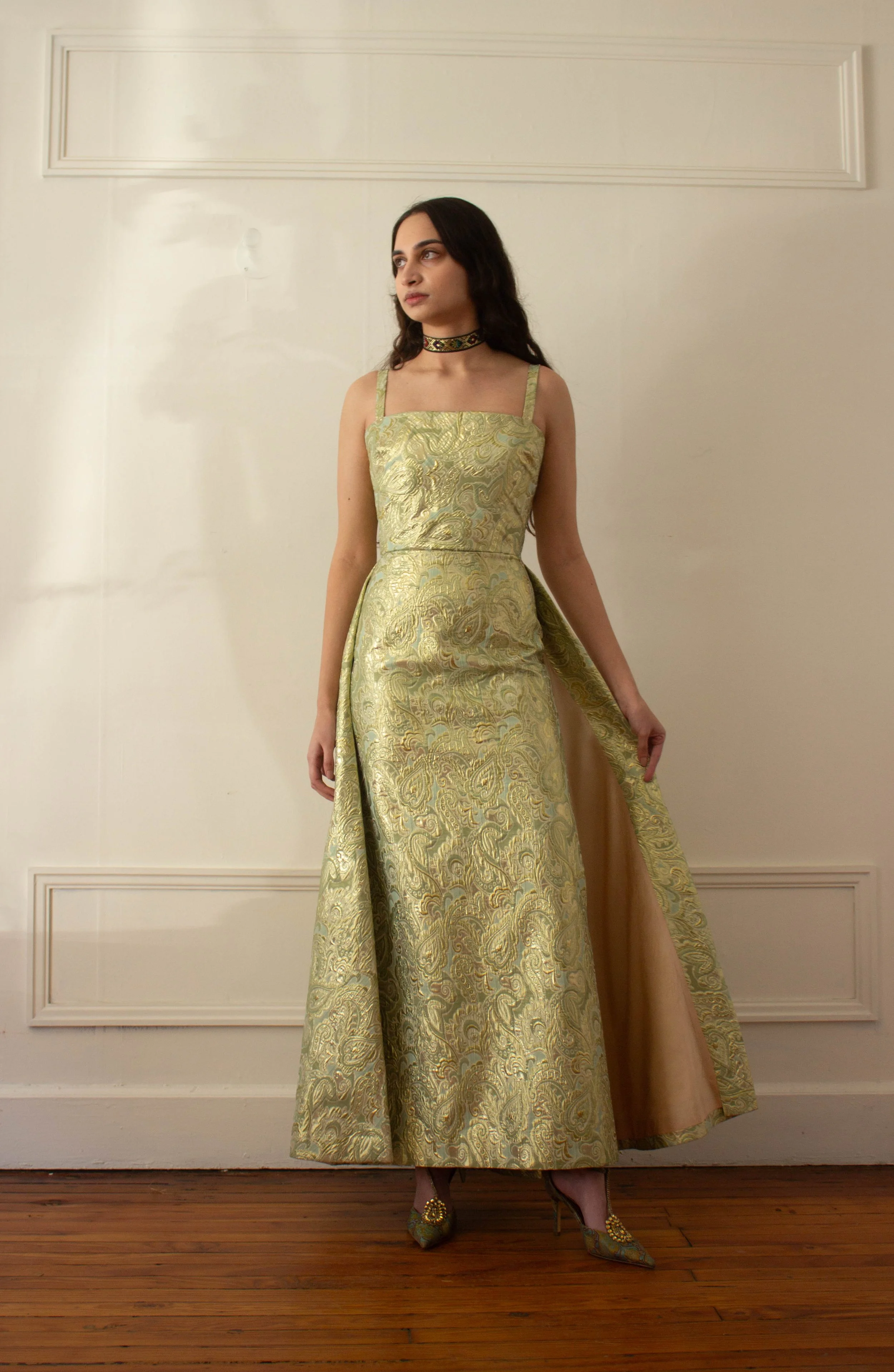 1960s Gold Lamé Jacquard Bustle Gown — Wayward Collection