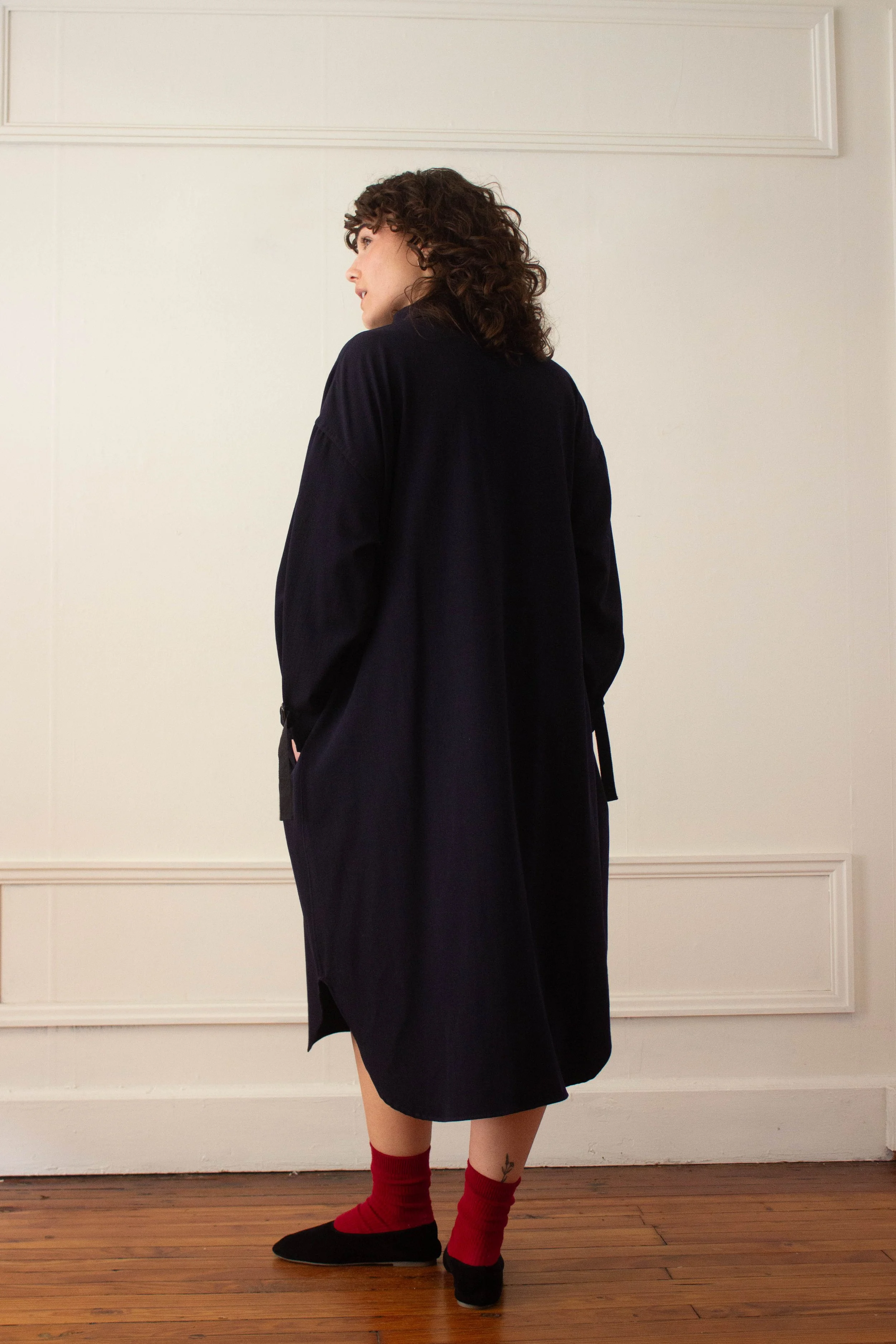 1990s Yohji Yamamoto Wool Crepe Buckled Smock Dress — Wayward Collection