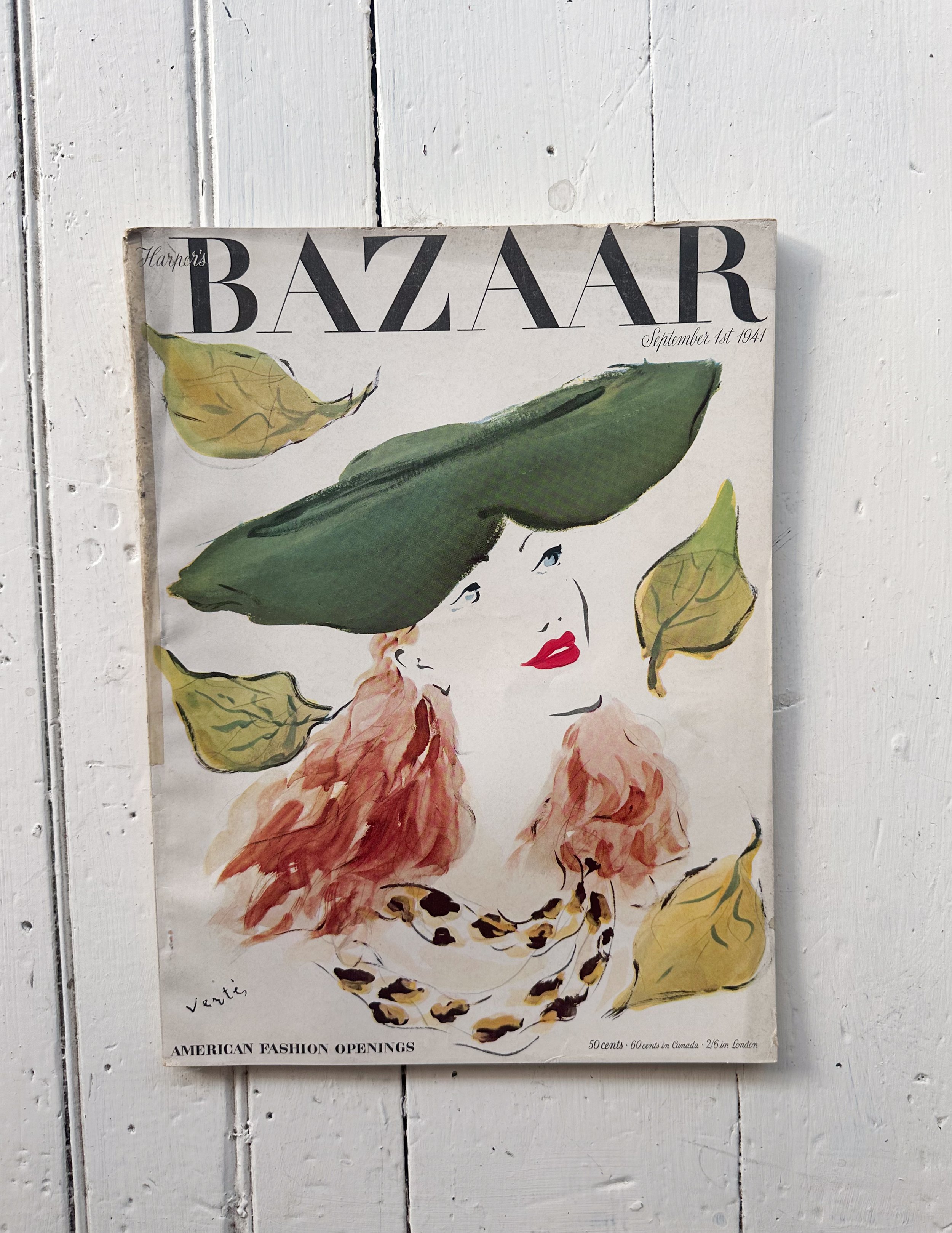 Vintage Bazaar Magazine Marcel Vertès Cover September 1941