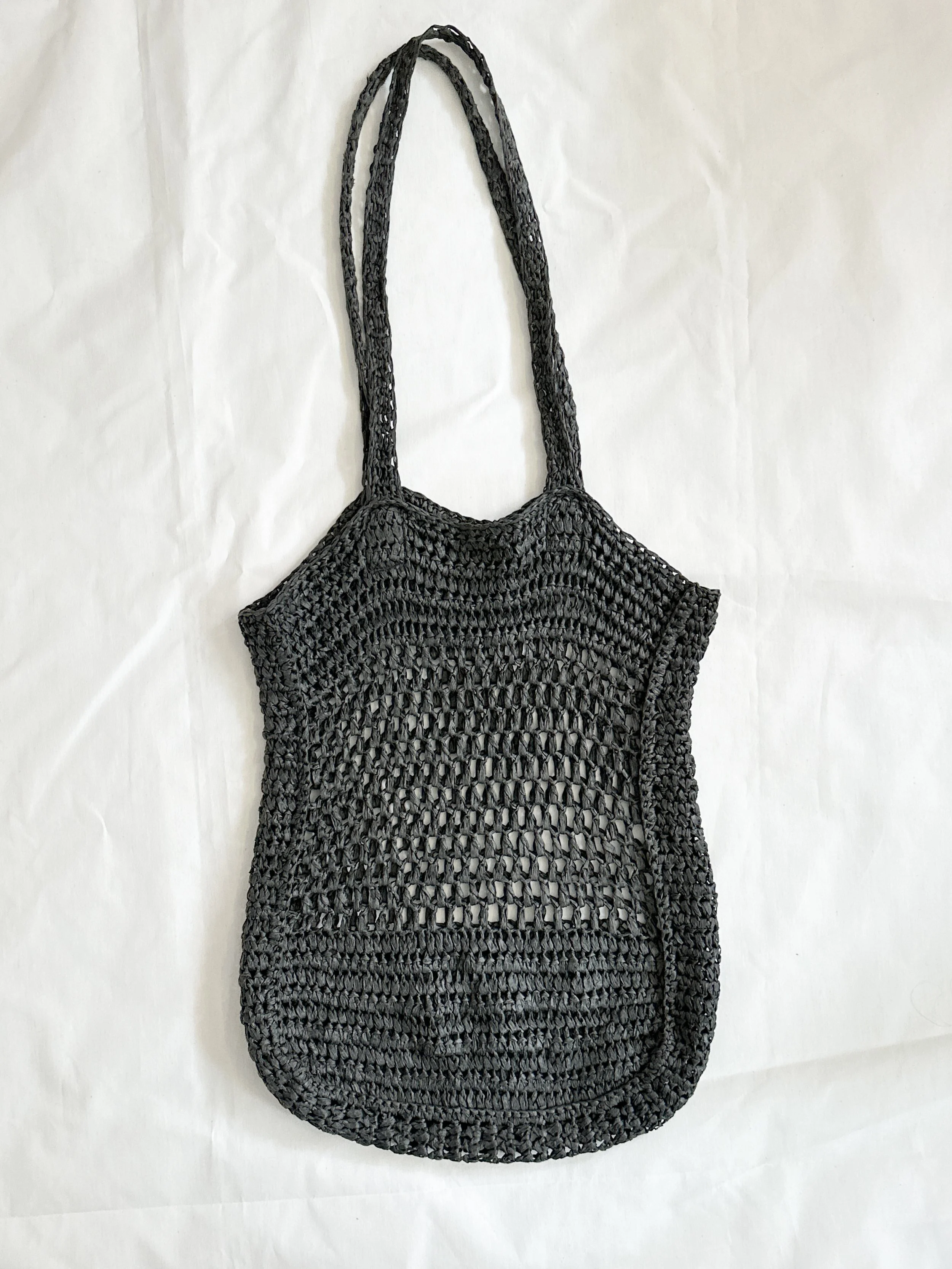 Vintage Paper Straw Crocheted Beach Bag