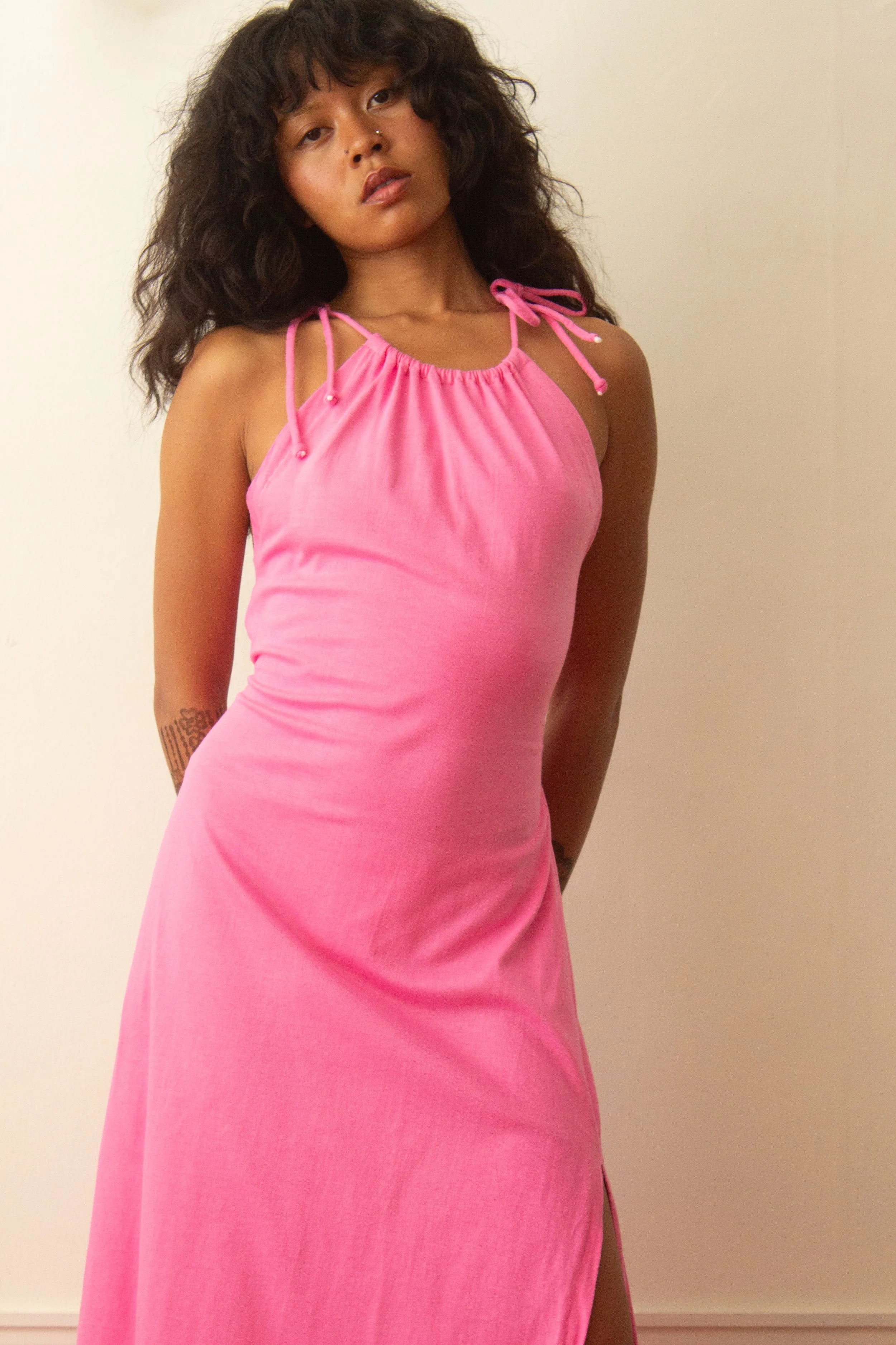 1970s Barbie Pink Cotton Halter Dress Wayward Collection 1970s Barbie Pink Cotton Halter Dress Wayward Collection