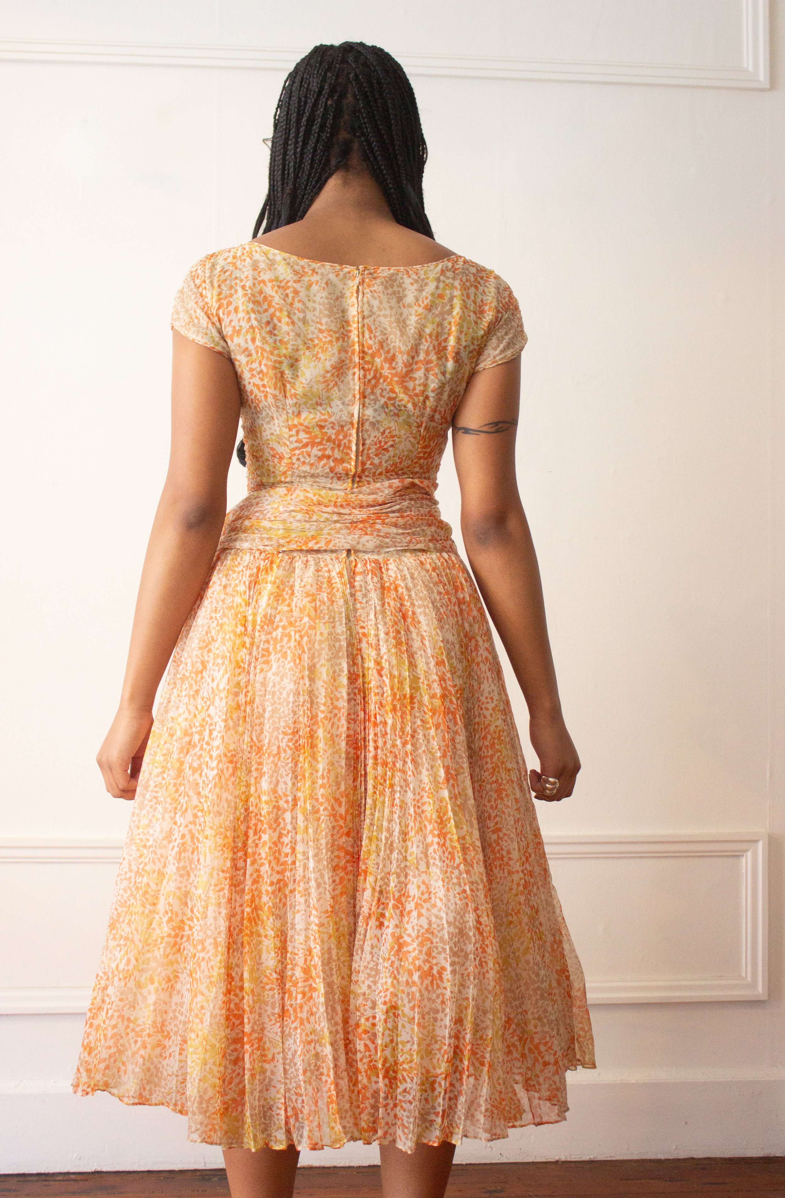 herlipto Autumn Floral Chiffon Dress