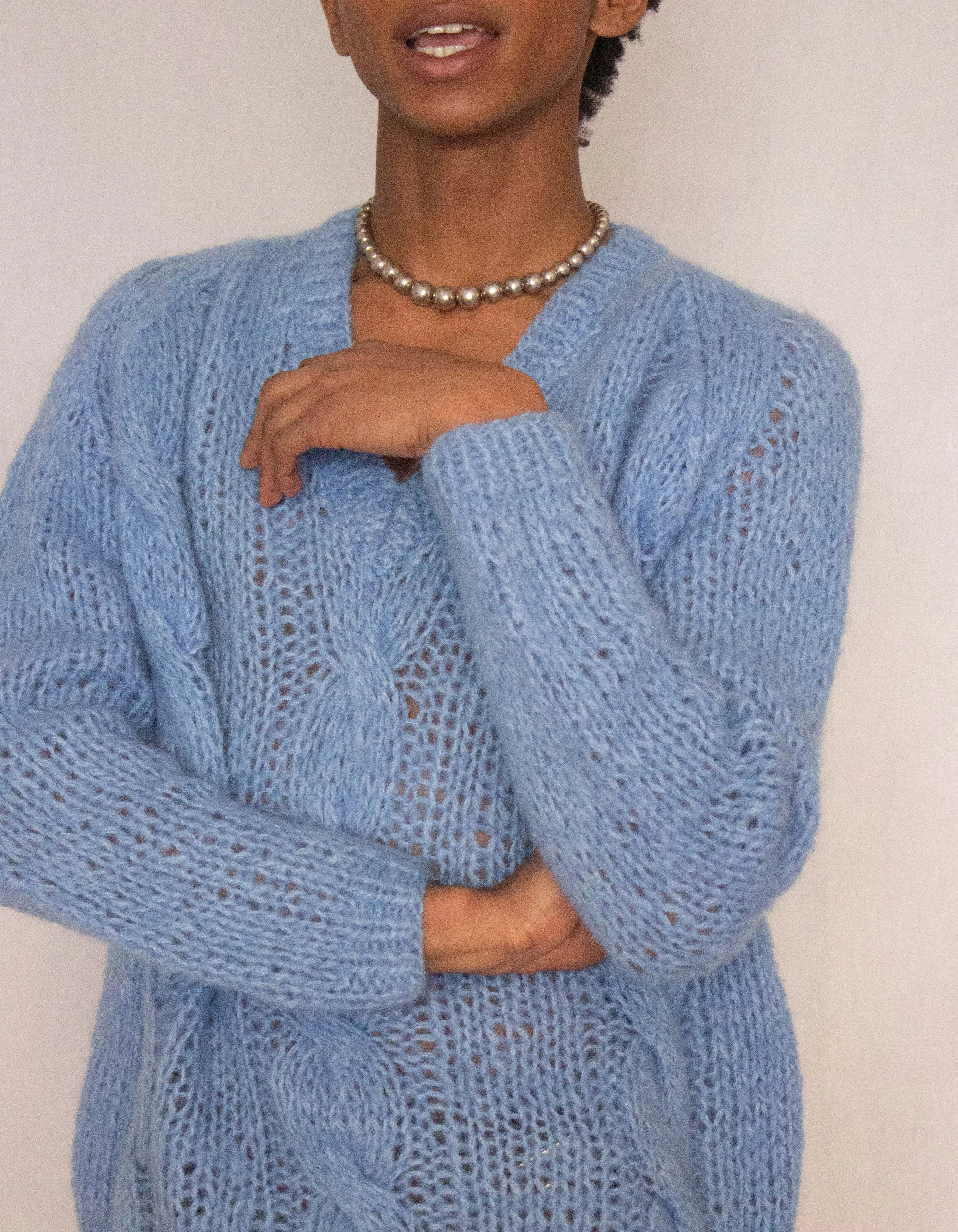 1940s Sterling Silver Beaded Collar