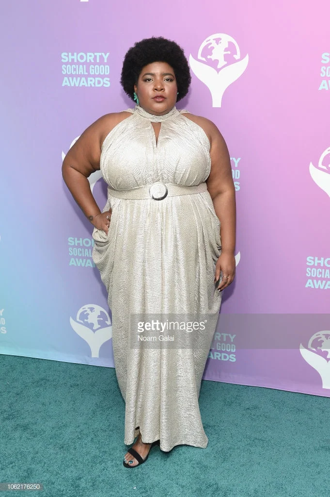 Custom dress for Dulce Sloan who hosted the Shorty Social Good Awards. Photo by Noam Galai, styled by Kat Eves.