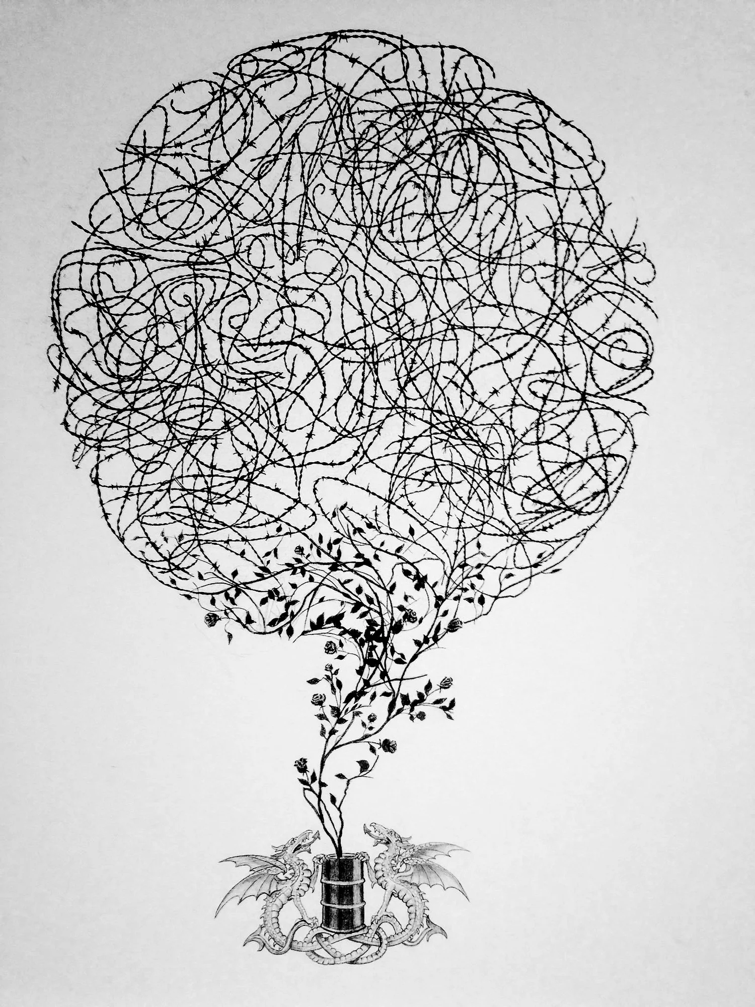  "The Great Lie" &nbsp; &nbsp; &nbsp; &nbsp; charcoal on paper 