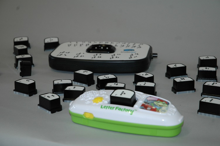 Brailleblox braille alphabet block compatibility with LeapFrog Fridge Phonics device