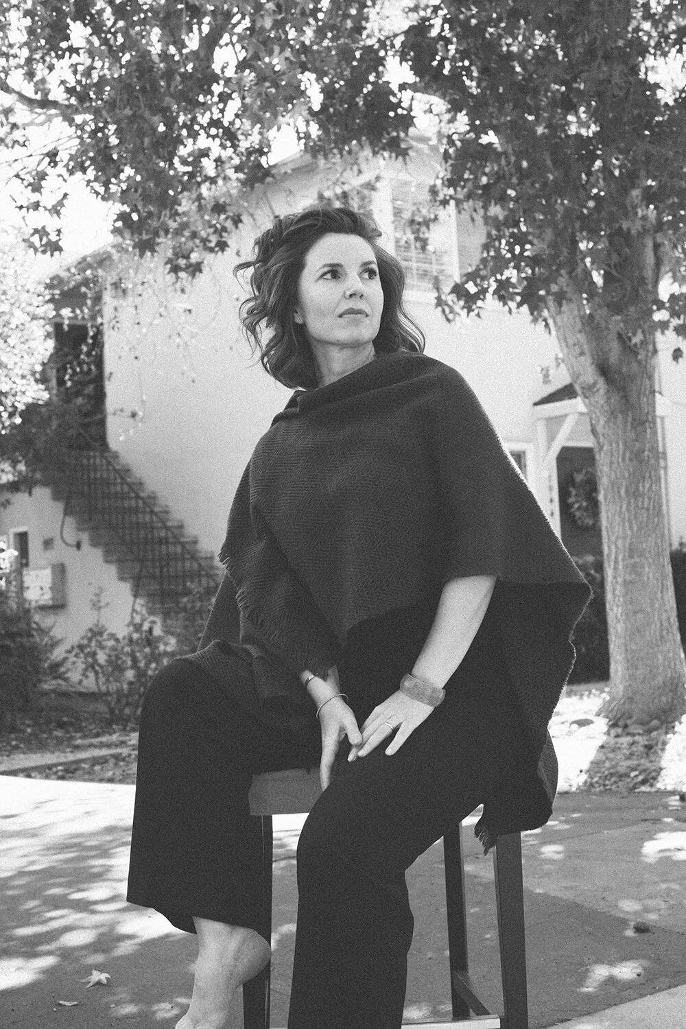 Outside her Palo Alto home but she also calls parts of Italy home as well.  People who live abroad tend to feel stronger, hold themselves with more strength. I think it’s because they’ve seen there’s more than one way to live.