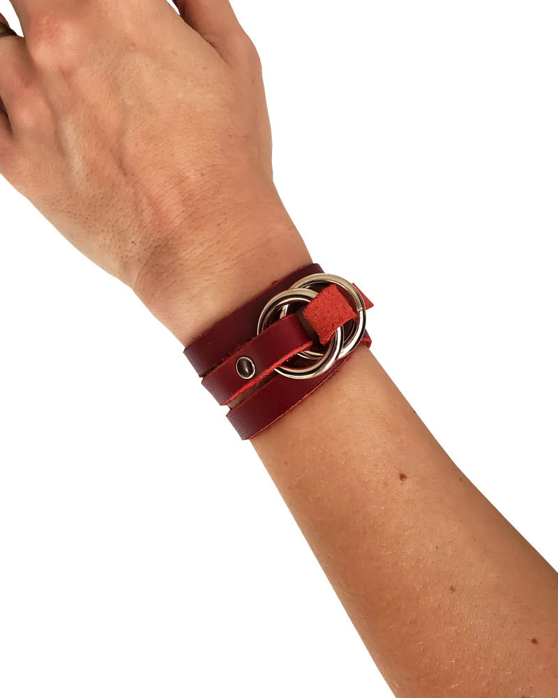 Double O-Ring Wrap Bracelet - Red