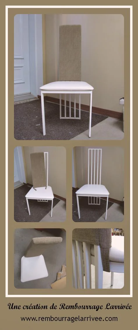 Création d'un coussin rembourré sur mesure pour le dossier d'une chaise de cuisine. 
