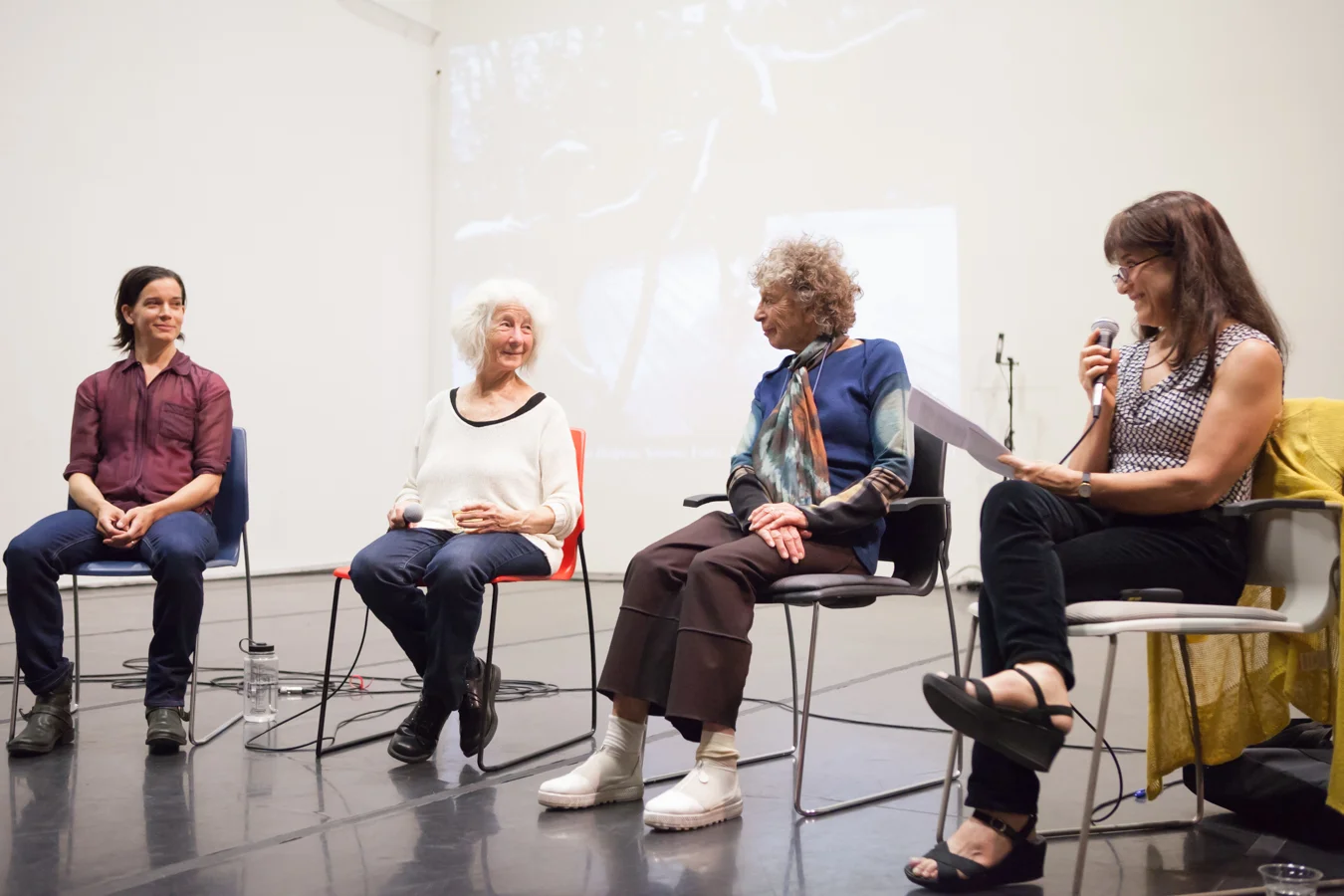 panel discussion on artistic lineage featuring Halprin, Forti, Ross and Mohr