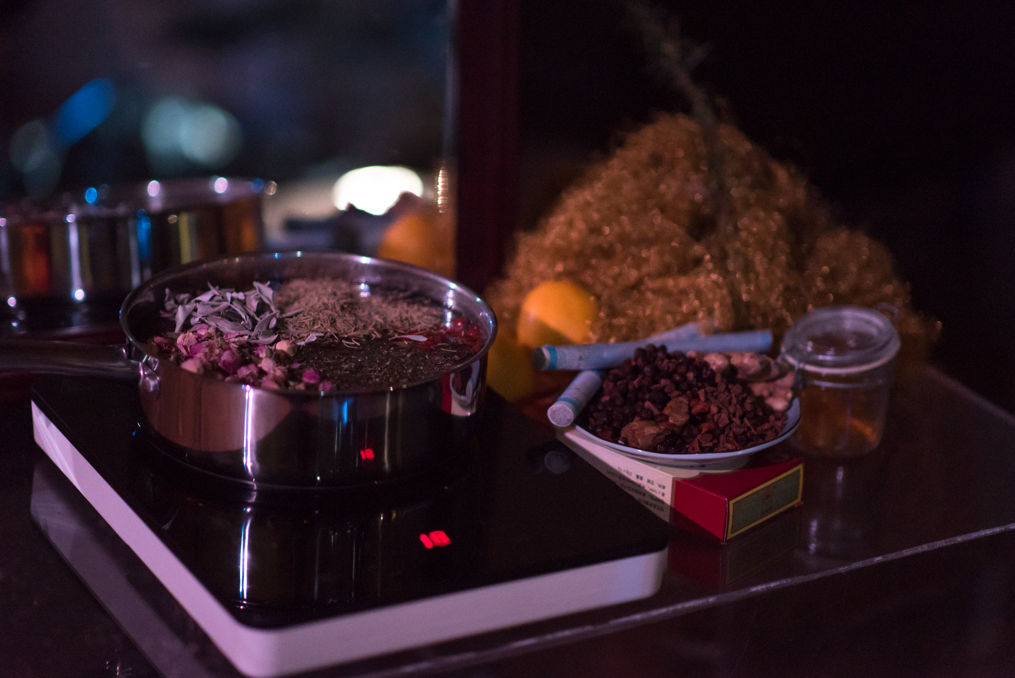 Herbs are utilized in various ways for studio practice and public presentations. Photo by Hillary Goidell.