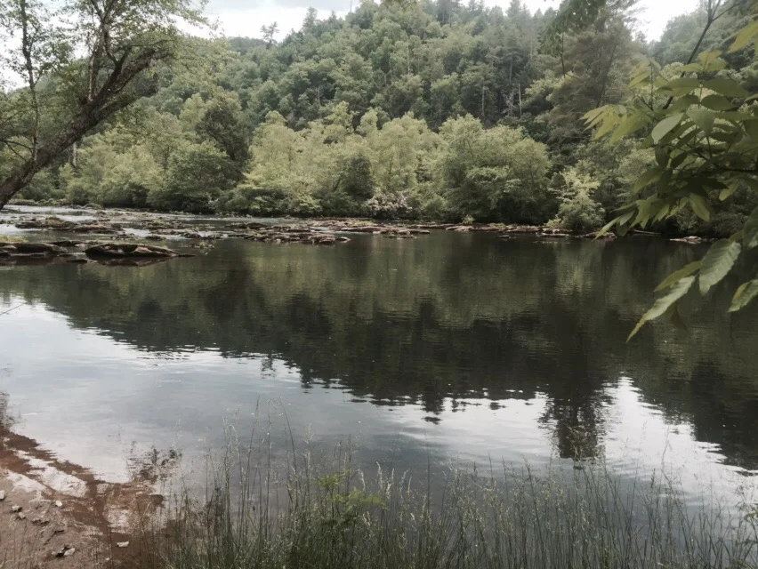 Walking along the Hiawassee River - the lowest point on the BMT