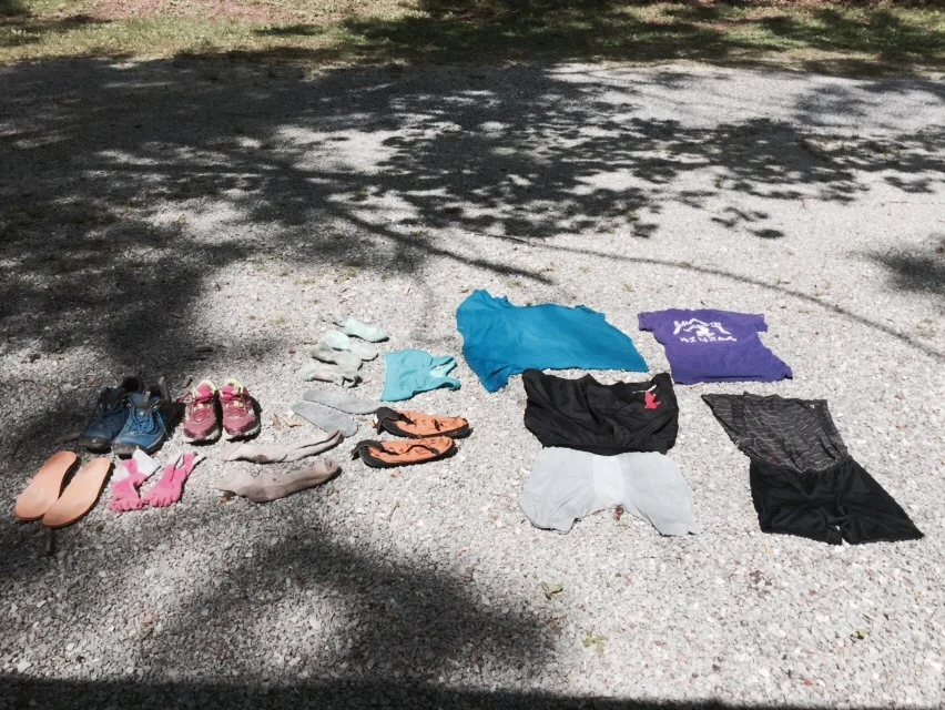 Drying laundry hiker style- chasing the sun around the parking lot!