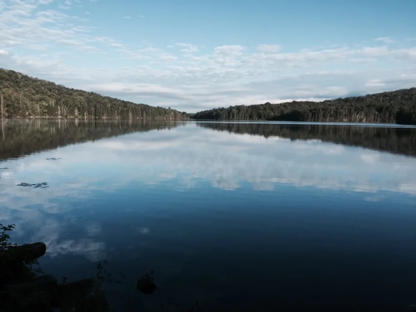 Stratton Pond in the morning light.