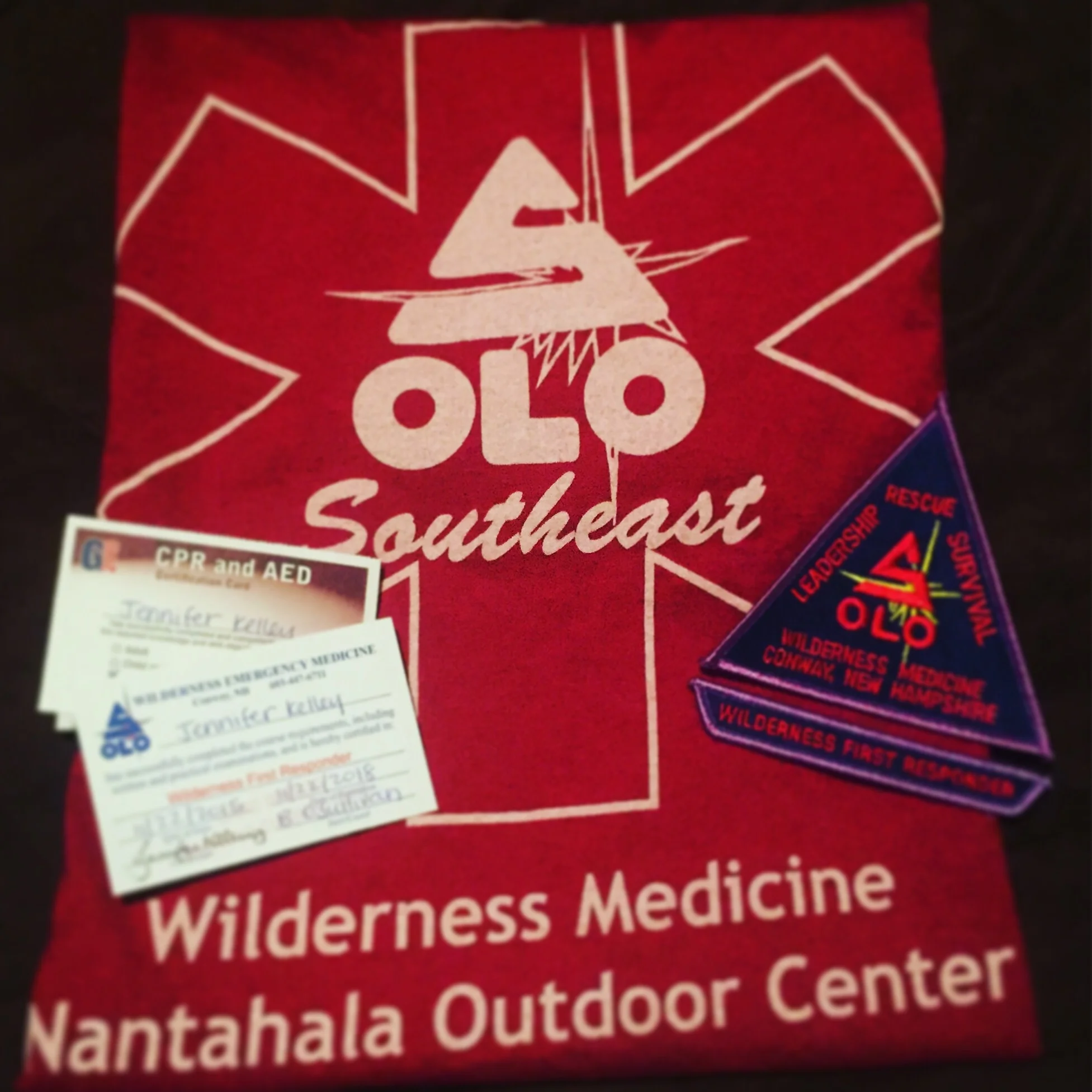 My certification cards and my cool new t-shirt and patches!