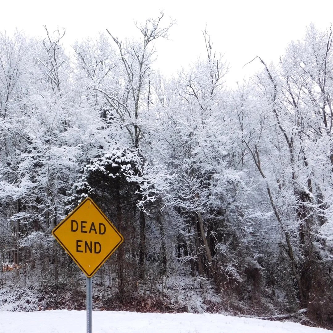 A snowy scene.